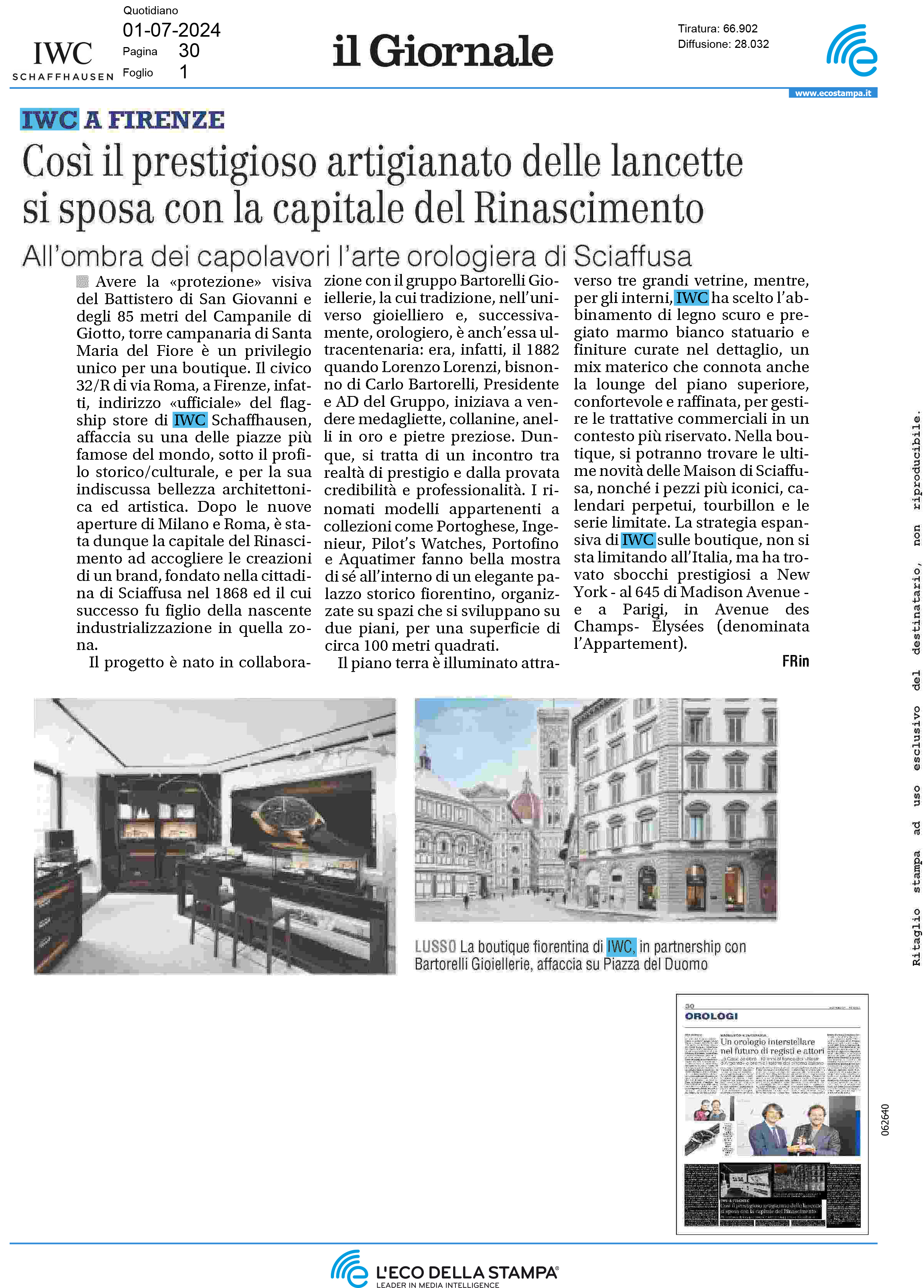 IL GIORNALE - IWC A FIRENZE