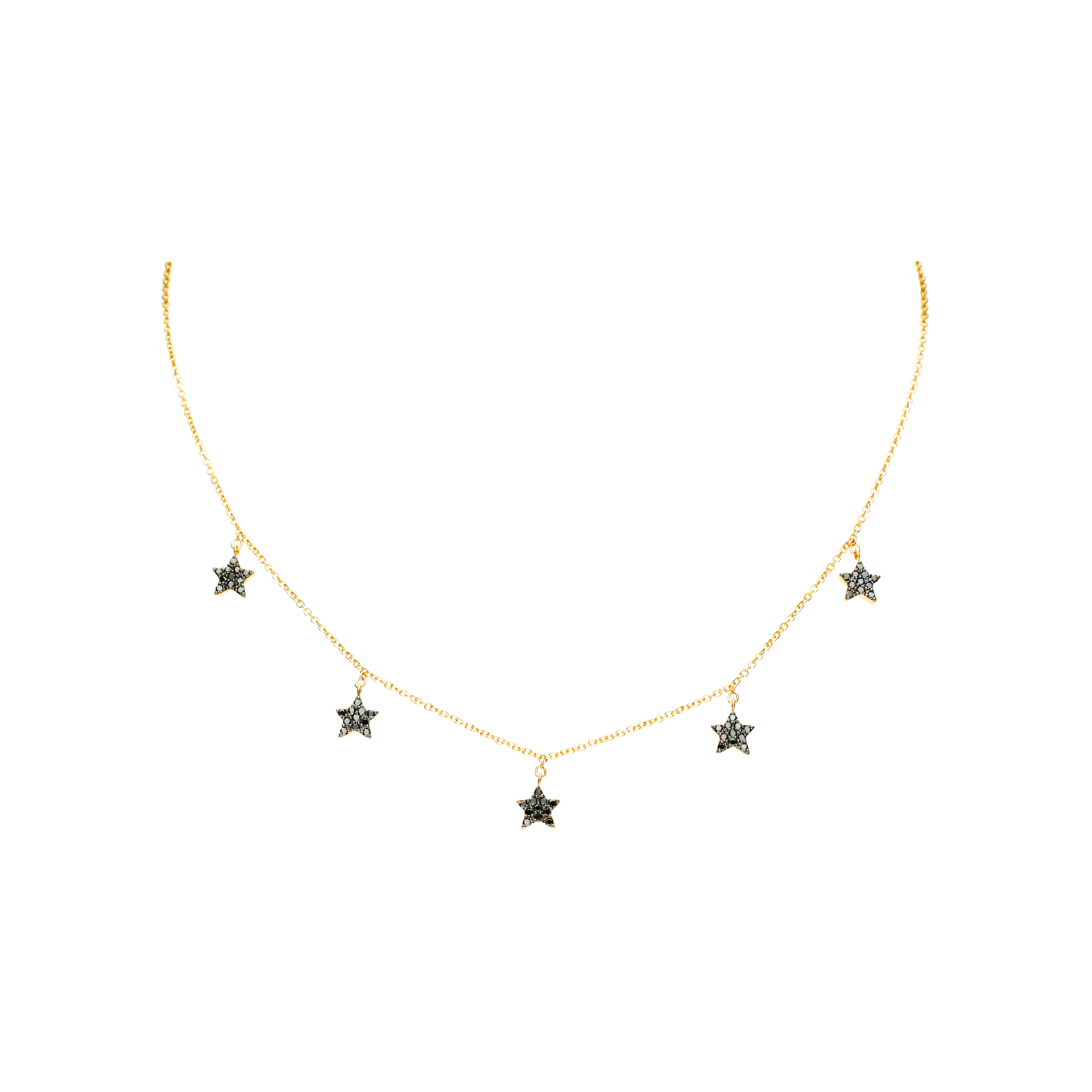 COLLANA GIROCOLLO IN ORO ROSA CON STELLE IN DIAMANTI NERI