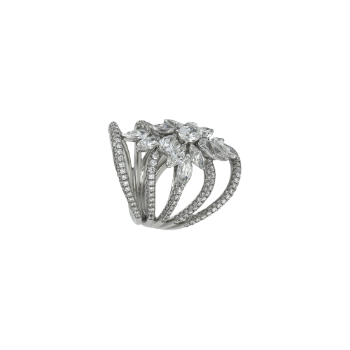 Anello in oro bianco con diamanti - 2065289