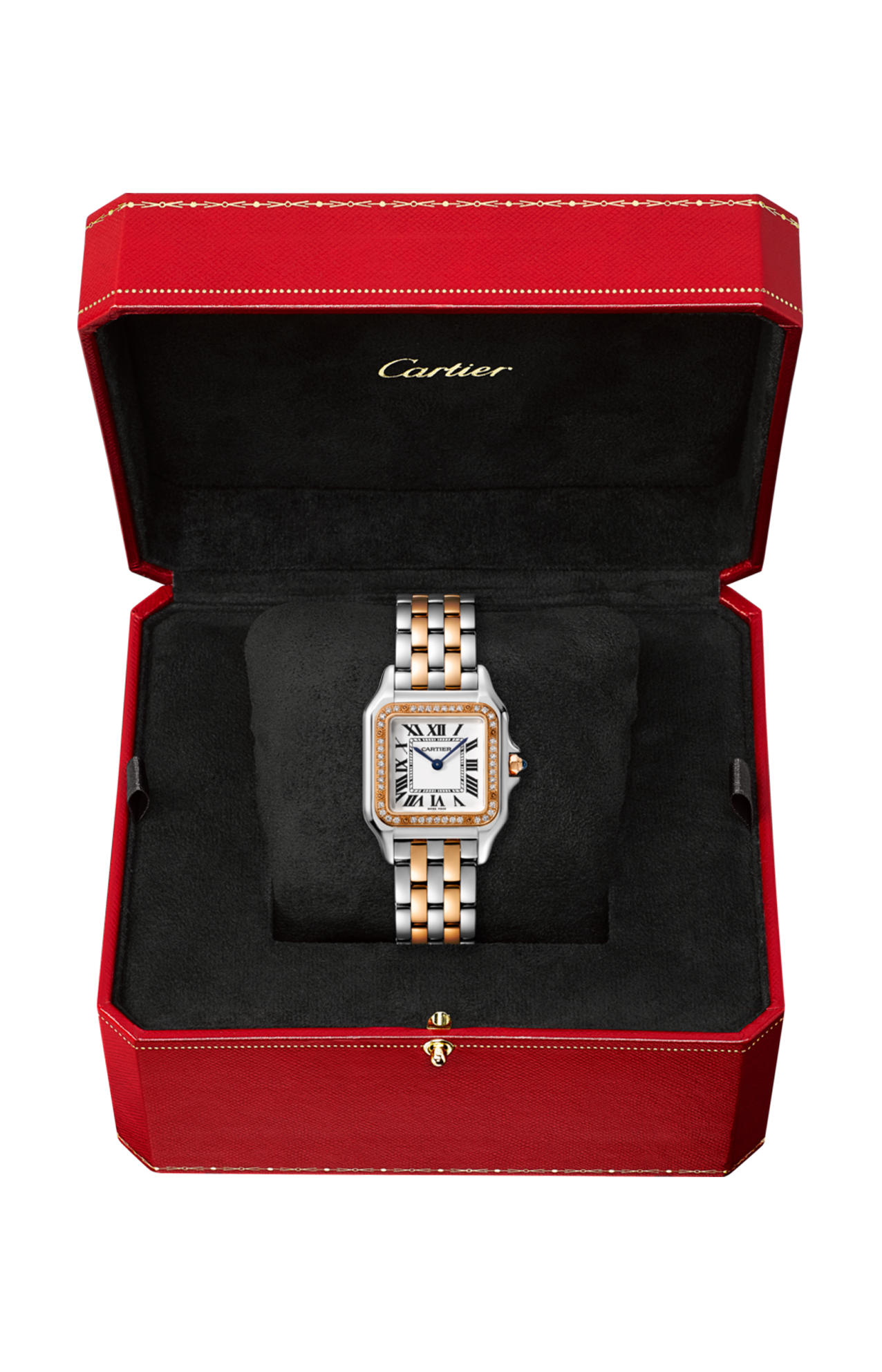 PANTHÈRE DE CARTIER MEDIUM MODEL, PINK GOLD AND STEEL, DIAMONDS - W3PN0007