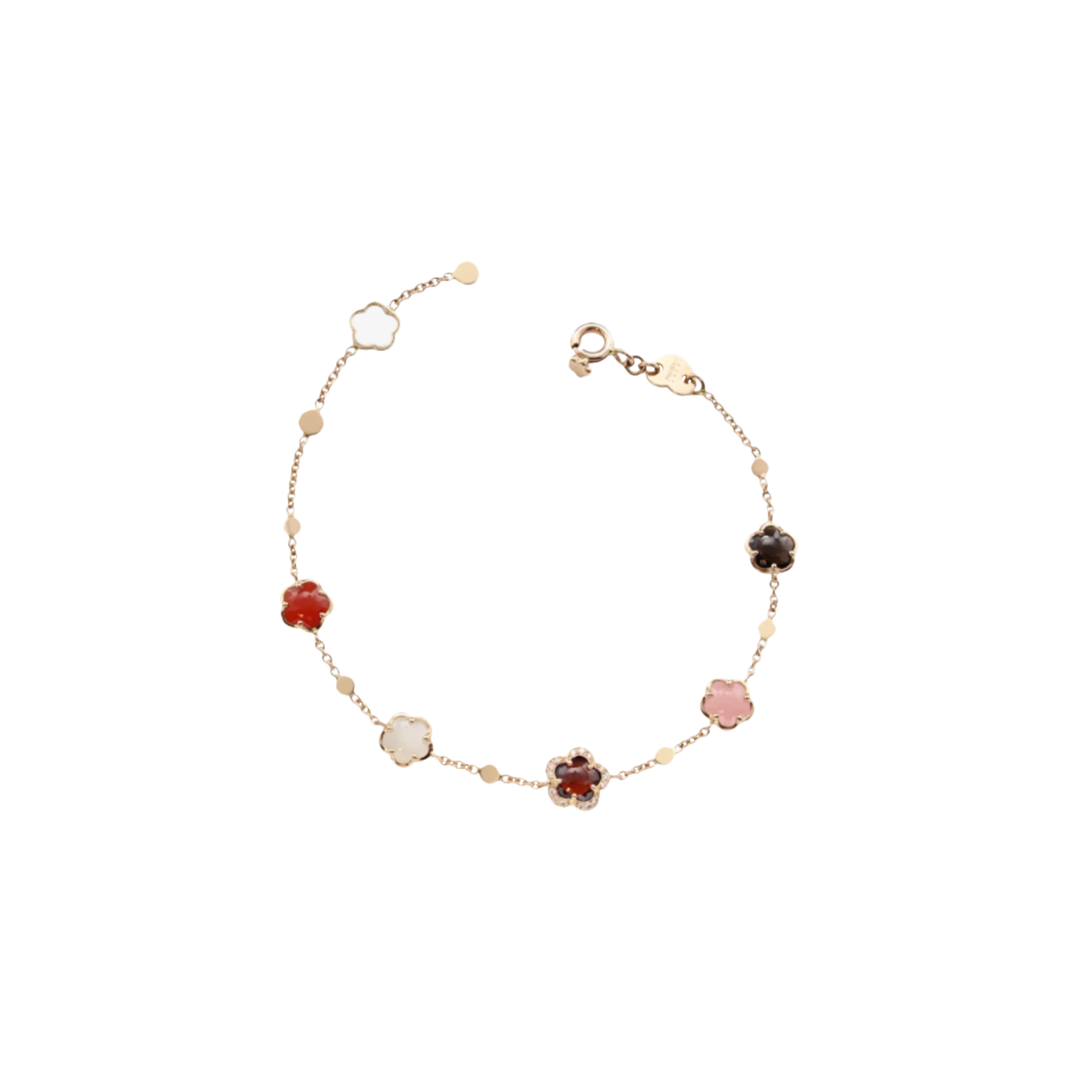 BRACCIALE FIGLIA DEI FIORI IN ORO ROSA CON PIETRE FANTASIA, DIAMANTI BIANCHI E CHAMPAGNE - 16121R - 16121R