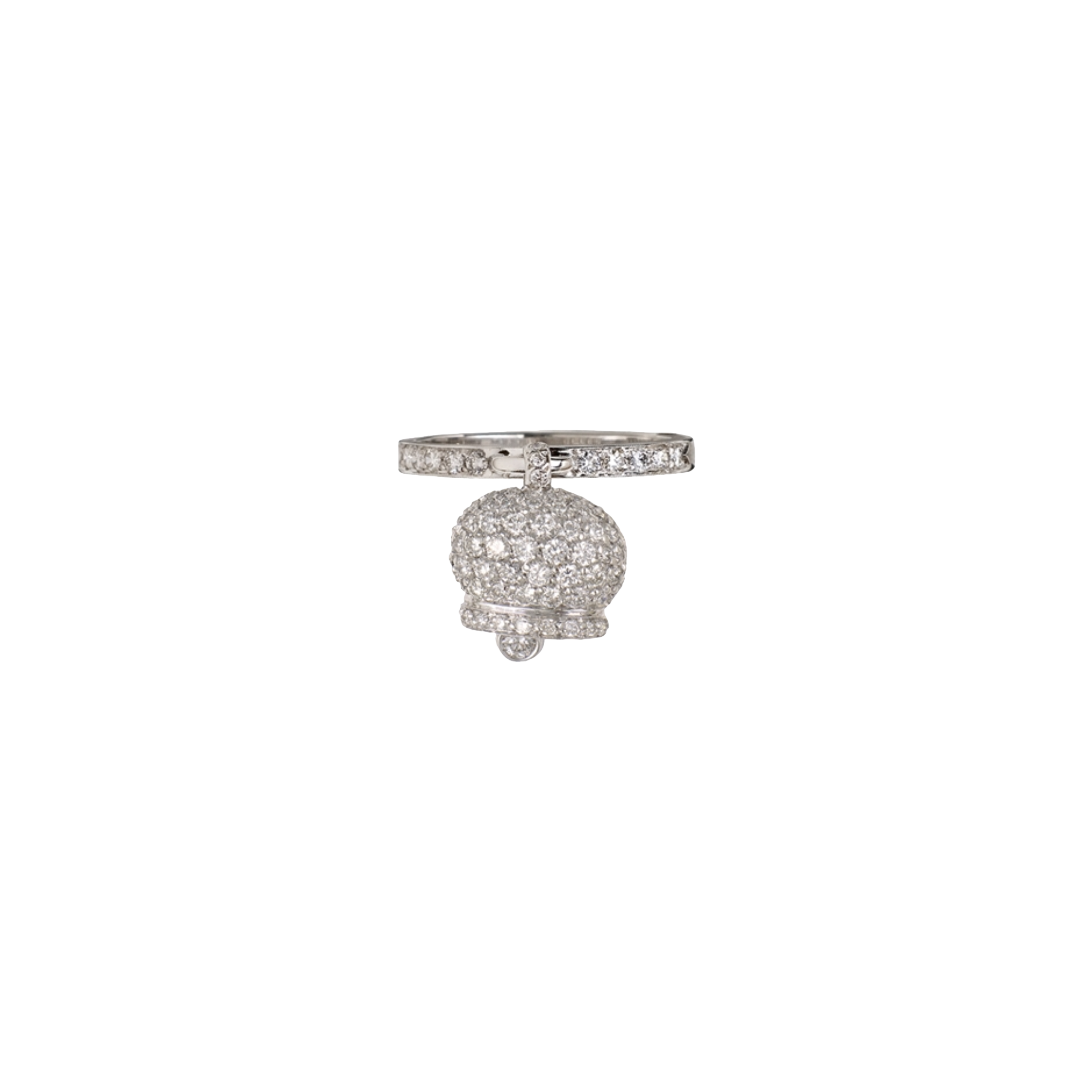 ANELLO CAMPANELLA IN ORO BIANCO E PAVE' DI DIAMANTI - 17982 - 17982