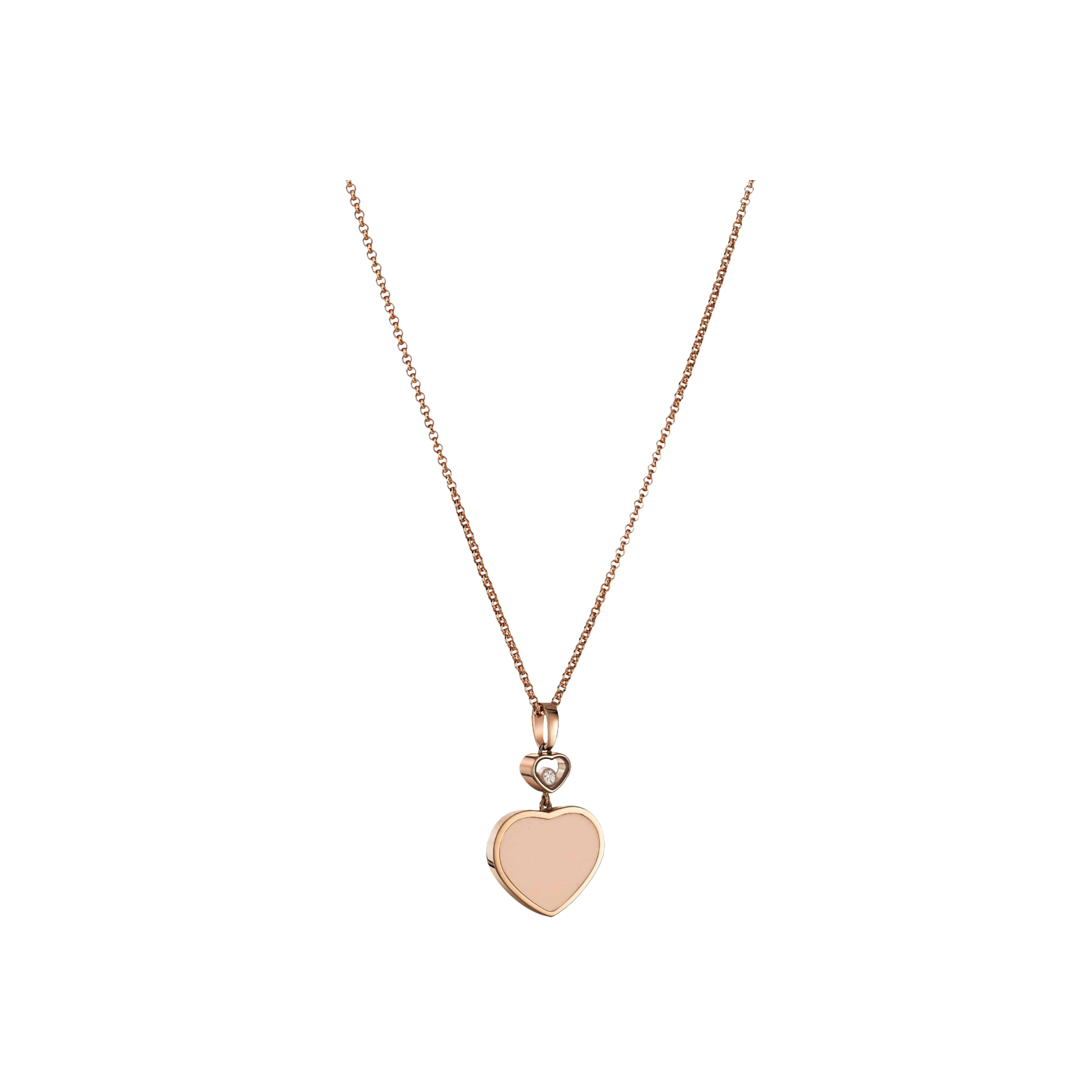 CHOPARD - HAPPY HEARTS - COLLANA CUORE IN ORO ROSA CON DIAMANTE E PIETRA ROSA - 797482-5601