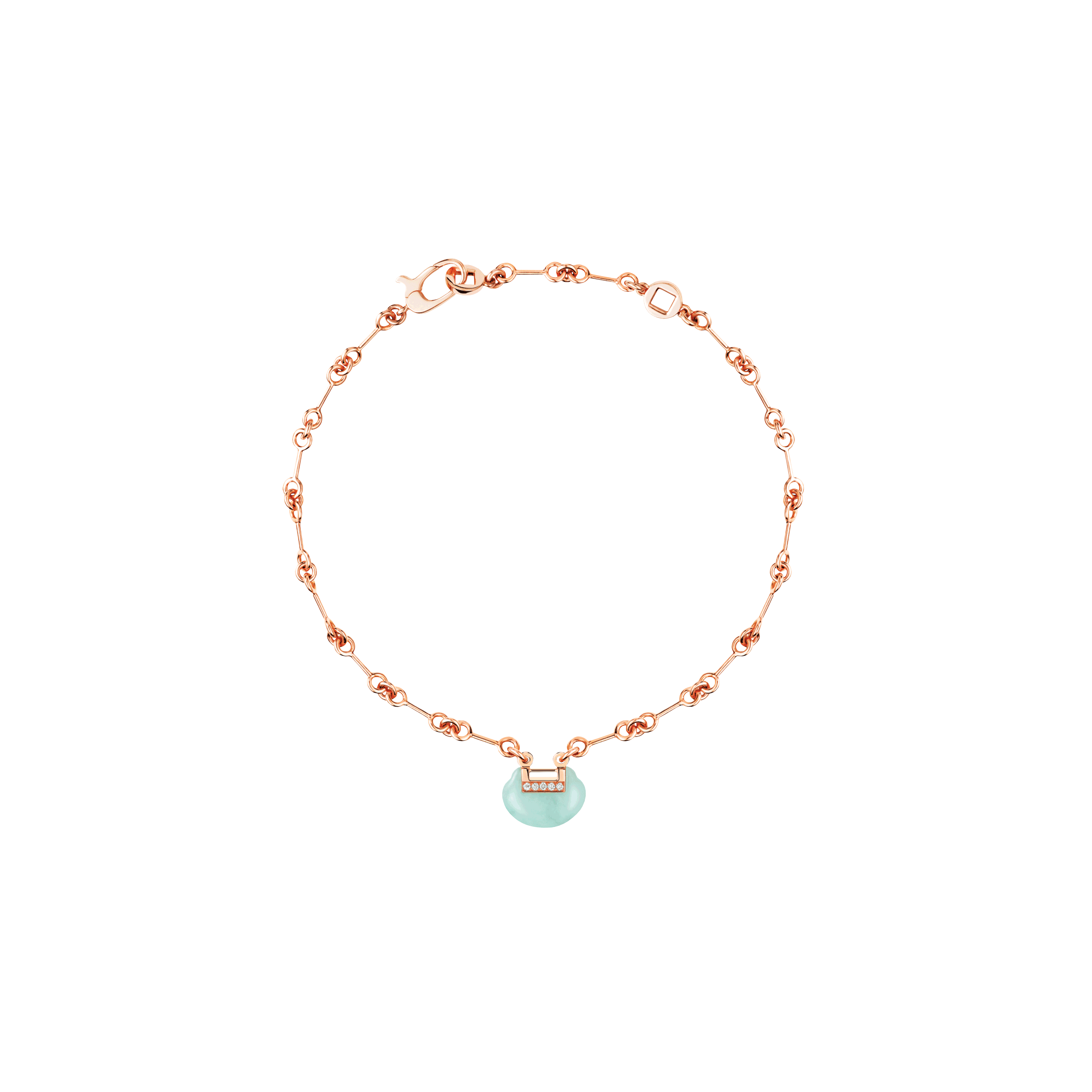 BRACCIALE YU YI IN ORO ROSA CON DIAMANTI E GIADEITE - YY-040-BL-RGDGJE - YYB40AQRGJE