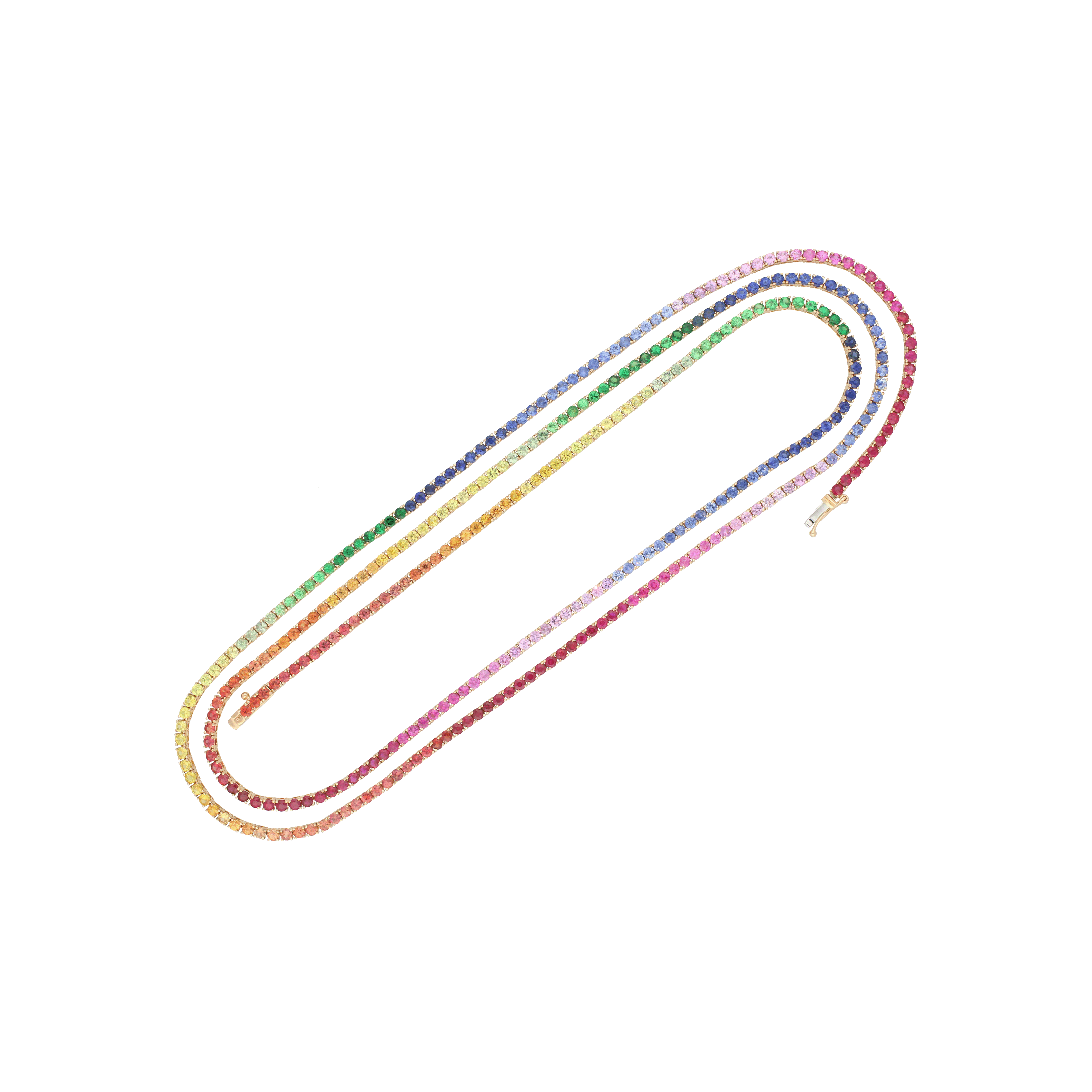 COLLANA TENNIS LUNGA IN ORO ROSA E ZAFFIRI MULTICOLOR - 17189390