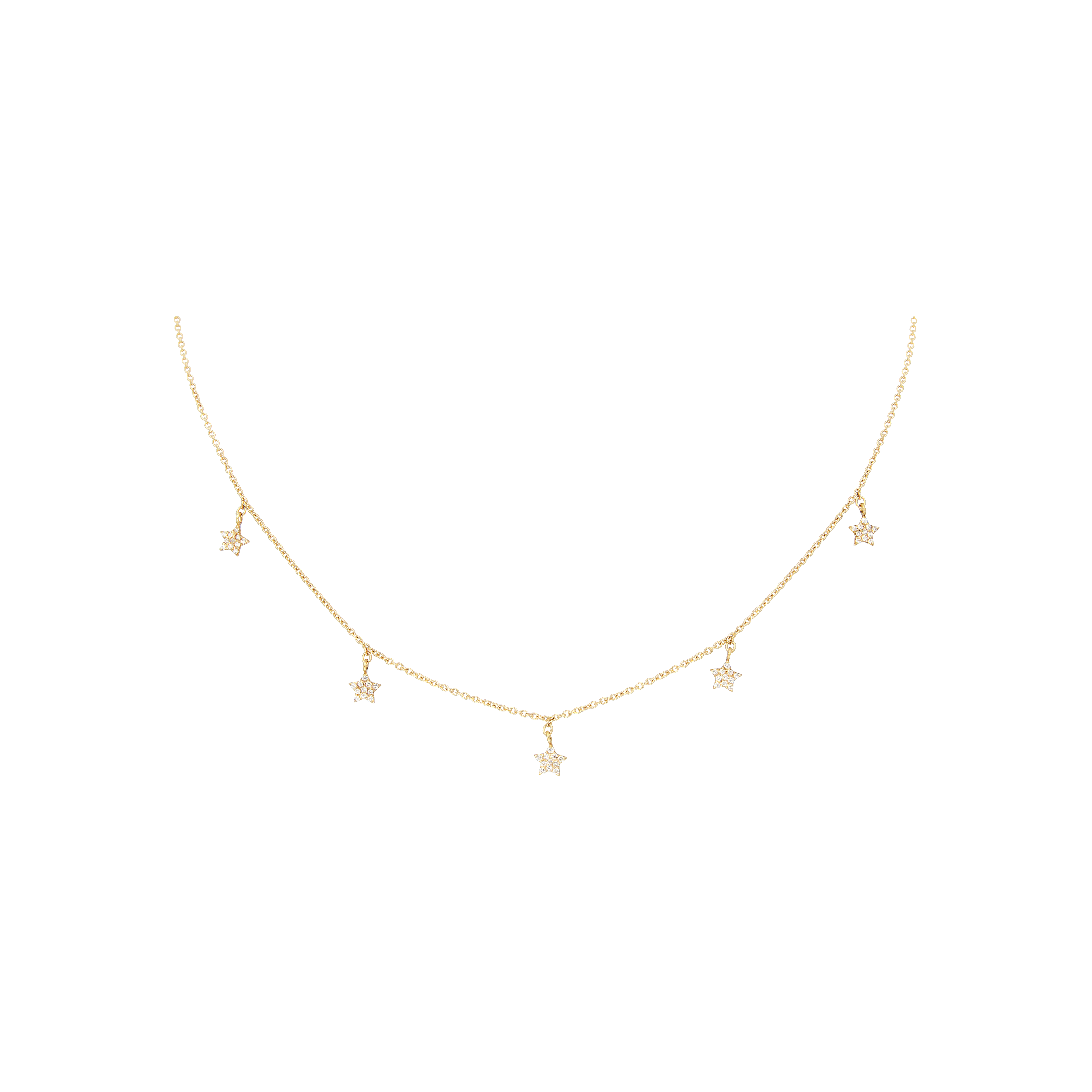 COLLANA GIROCOLLO IN ORO ROSA CON STELLE PENDENTI IN PAVÉ DI DIAMANTI