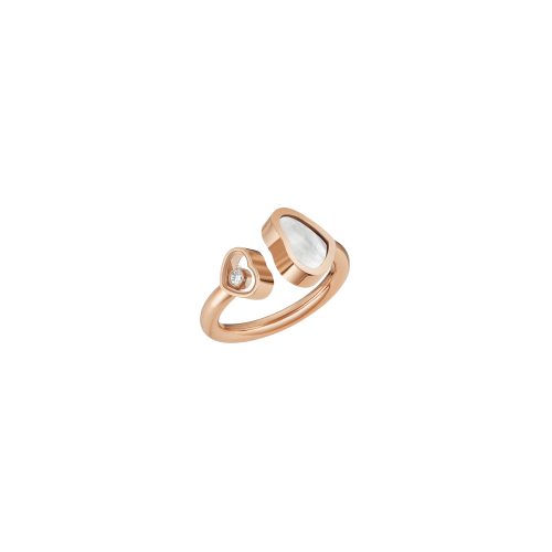 CHOPARD - HAPPY HEARTS - ANELLO IN ORO ROSA CON DIAMANTE E MADREPERLA - 829482-5300 - 829482-5306