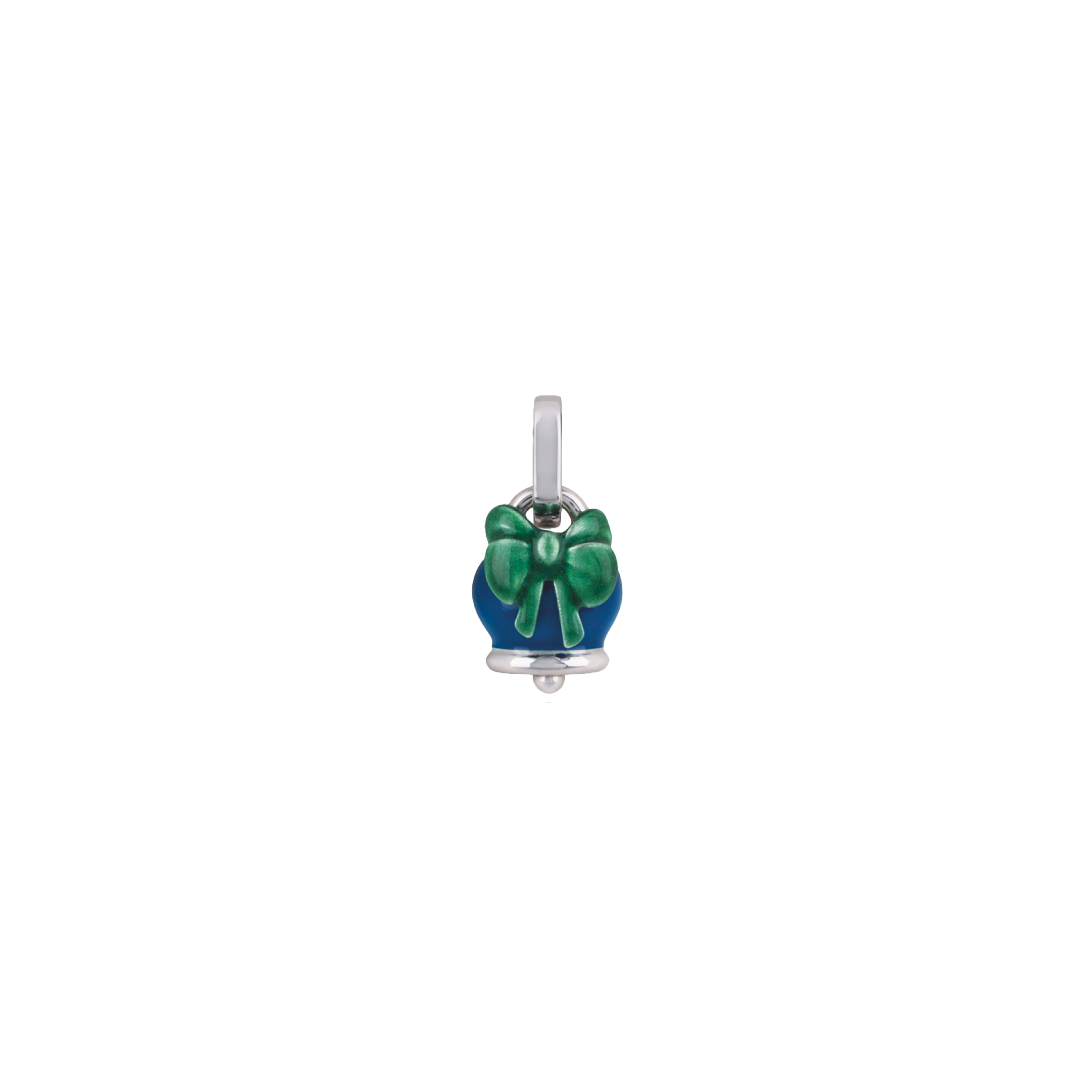 CIONDOLO CAMPANELLA MICRO CON FIOCCO IN ARGENTO, SMALTO BLUE E VERDE - 41105 - 41105