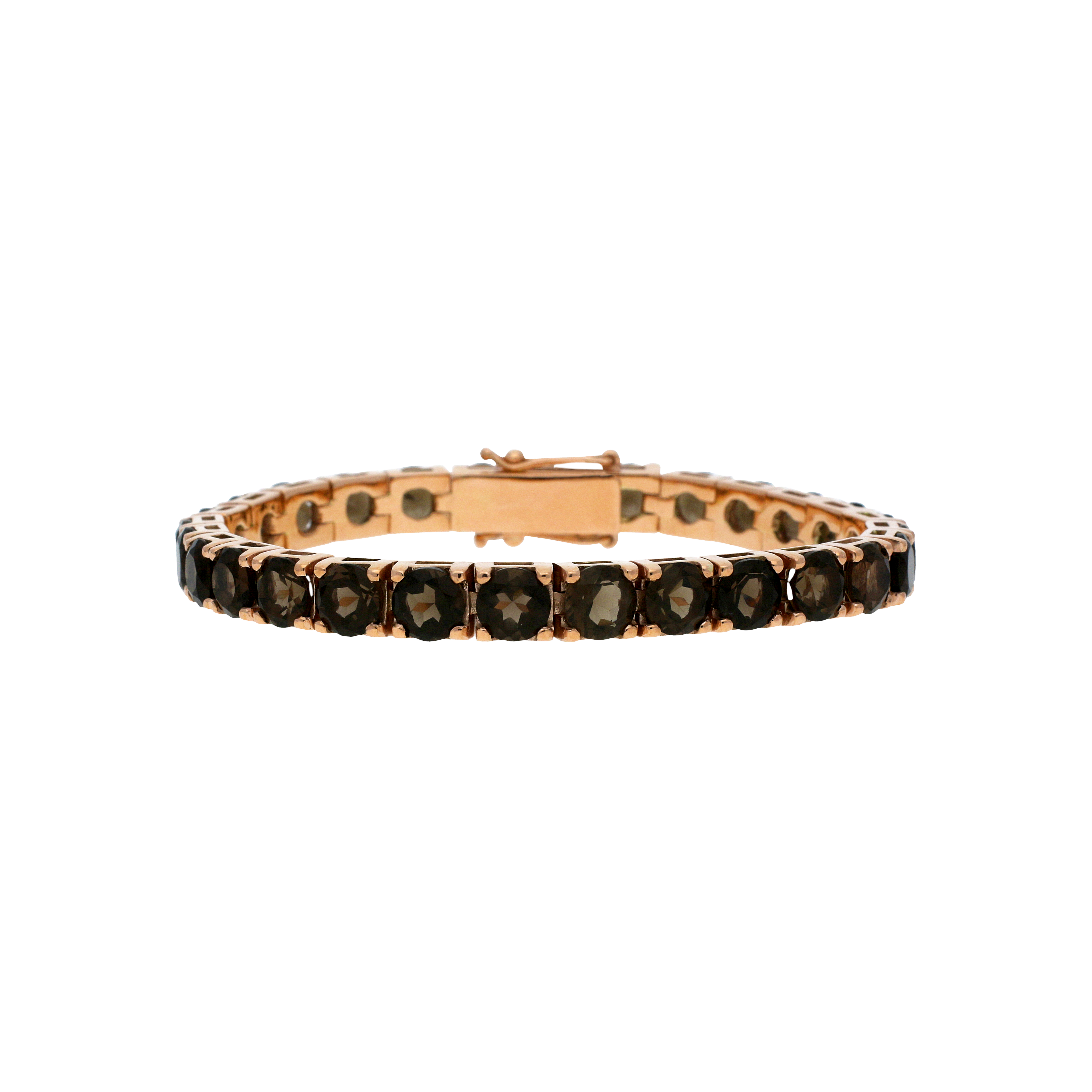 Bracciale tennis in oro rosa 9 carati e quarzo fumÈ taglio brillante - 412335