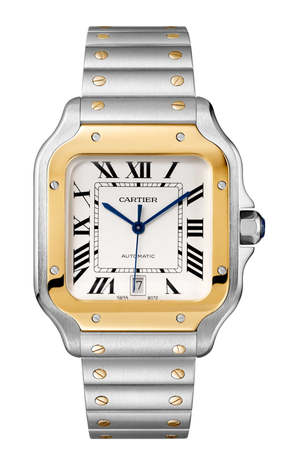 SANTOS DE CARTIER, MODELLO GRANDE, AUTOMATICO, ORO E ACCIAIO, DUE CINTURINI INTERCAMBIABILI - W2SA0009