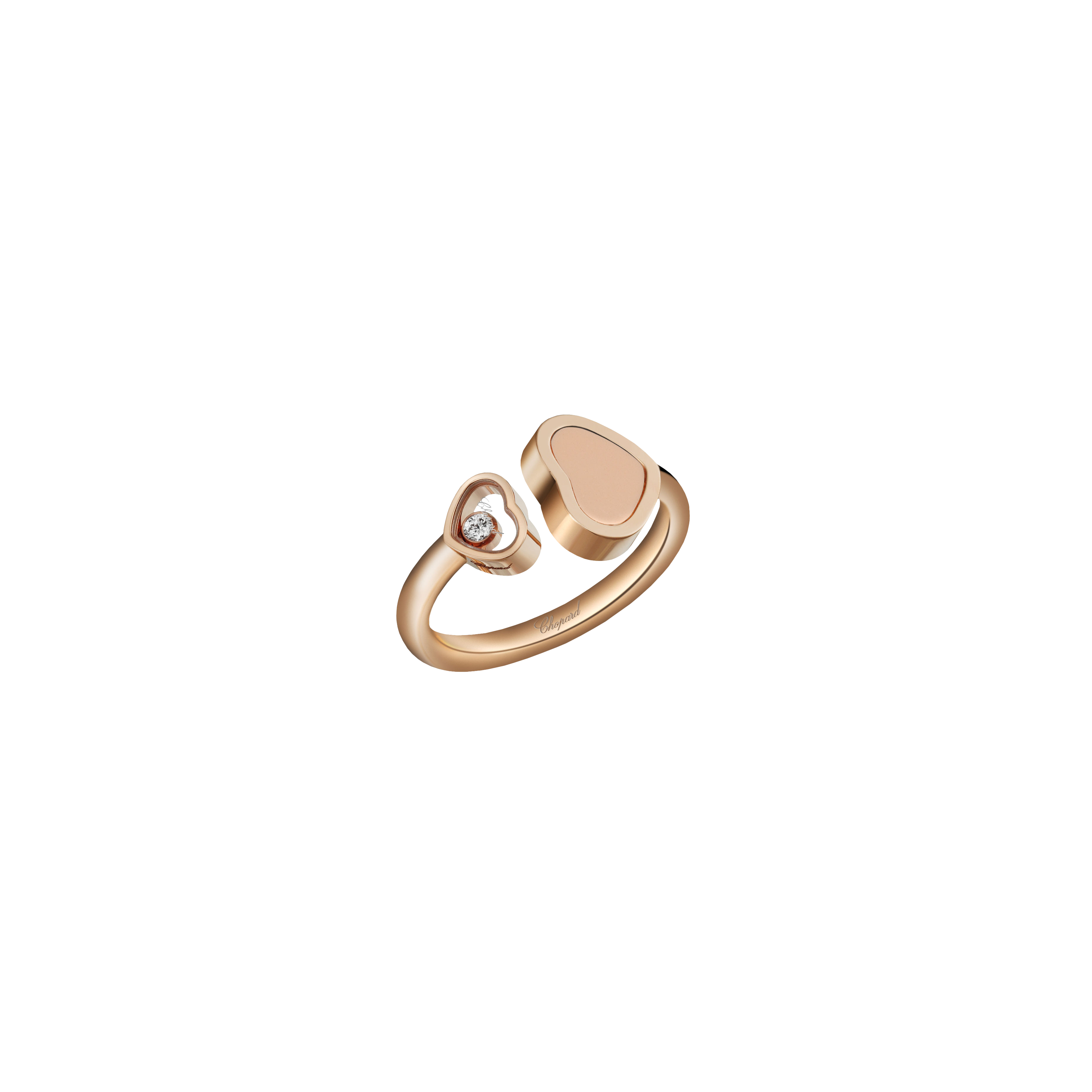 CHOPARD - HAPPY HEARTS - ANELLO IN ORO ROSA CON DIAMANTE E PIETRA ROSA - 829482-5600 - 829482-5600