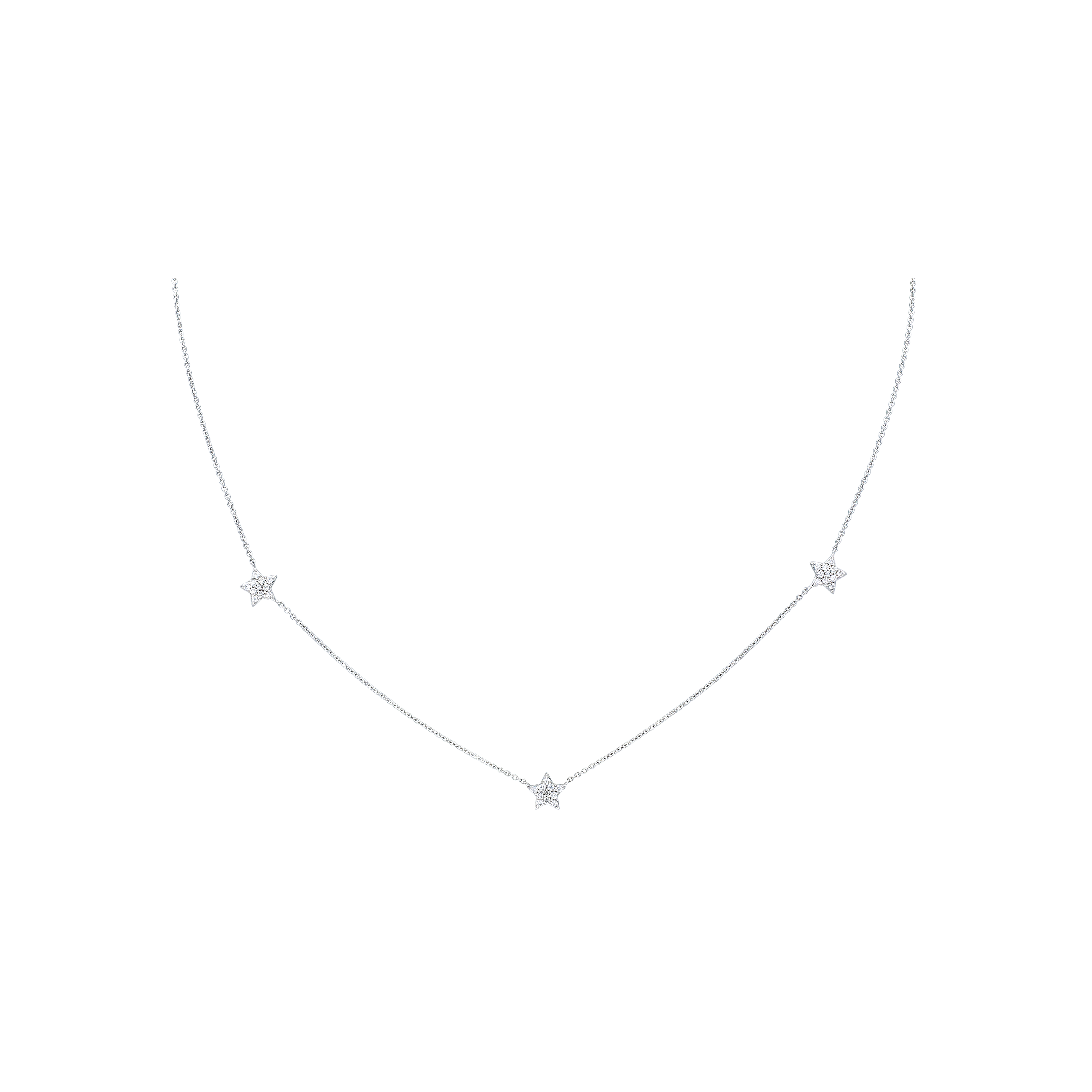 COLLANA GIROCOLLO IN ORO BIANCO CON STELLINE E DIAMANTI - 49654955