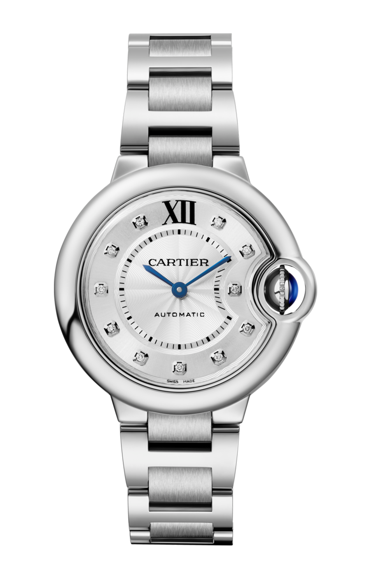 BALLON BLEU DE CARTIER 33 MM, ACCIAIO, DIAMANTI - W4BB0021