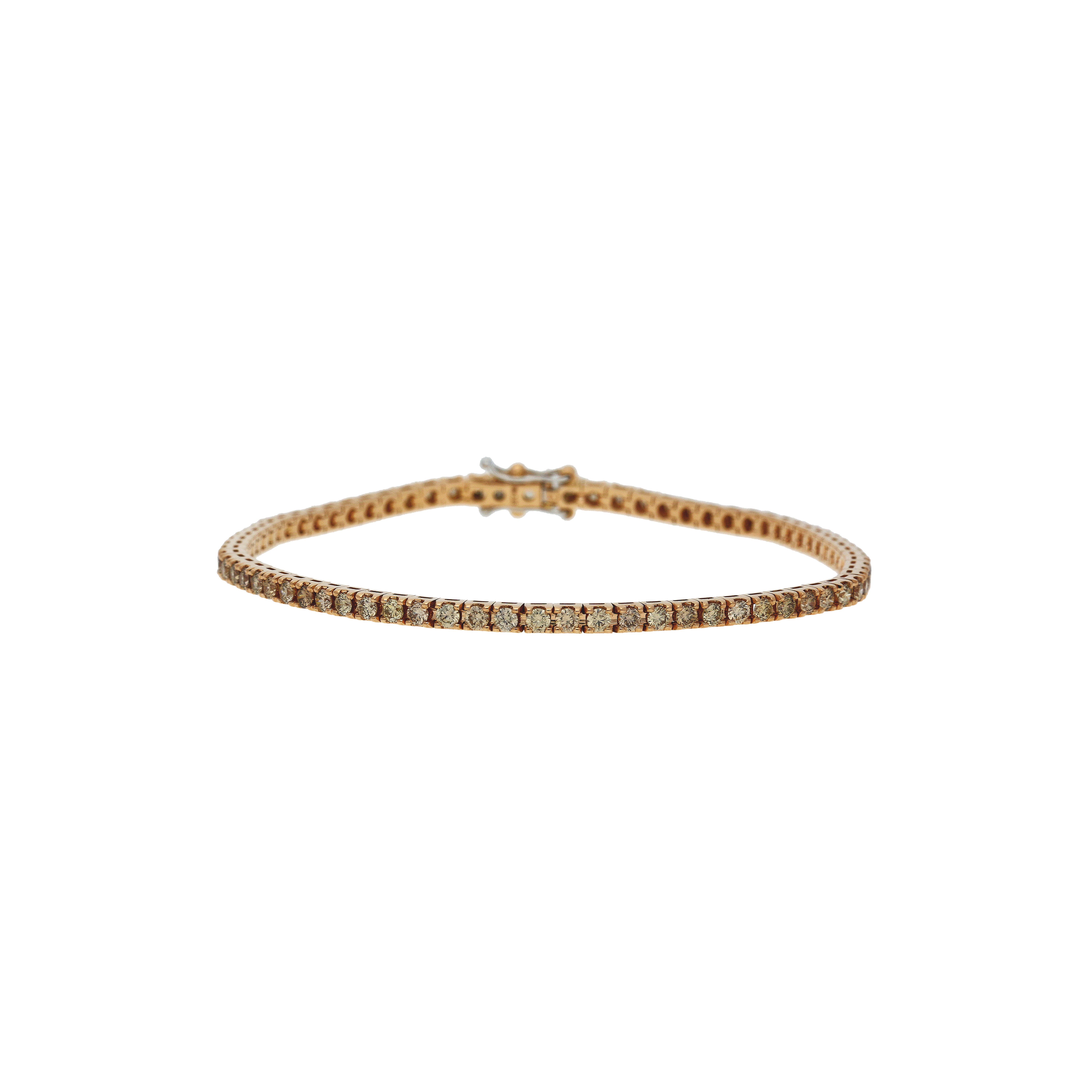 Bracciale tennis in oro rosa 18 carati e diamanti brown taglio brillante - 50141329