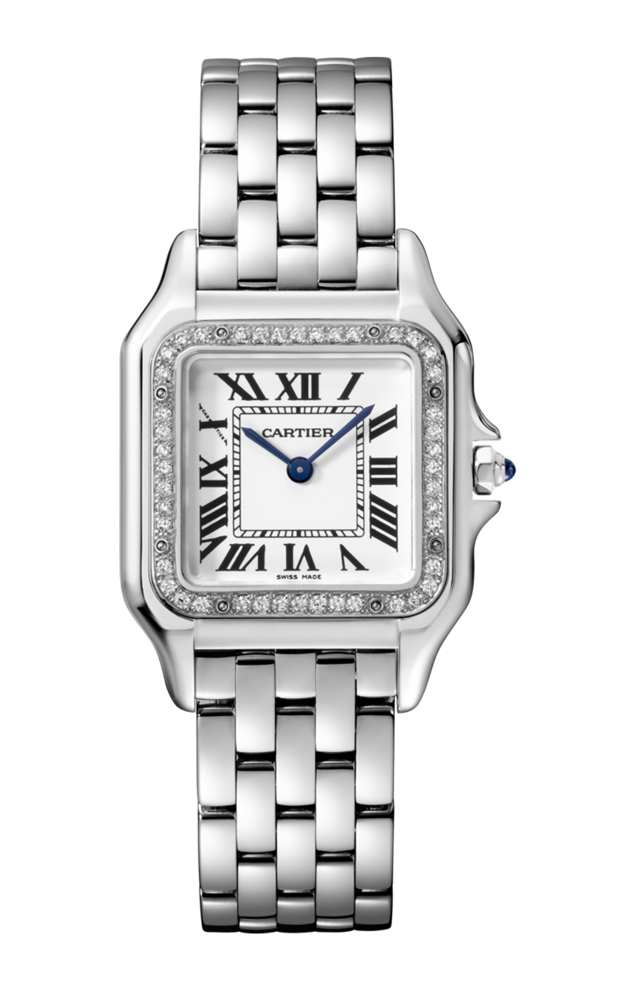 PANTHÈRE DE CARTIER MODELLO MEDIO, ACCIAIO, DIAMANTI - W4PN0008