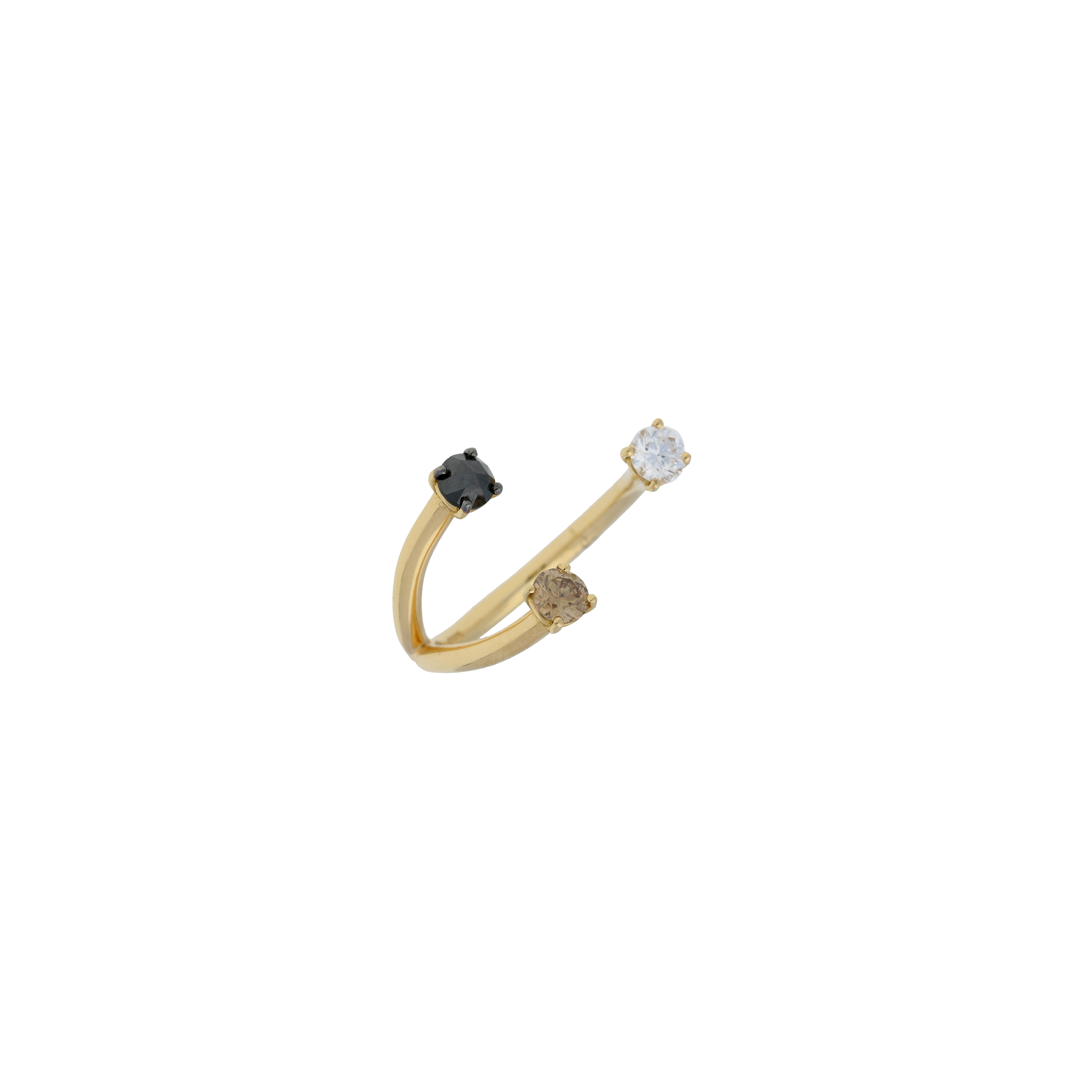 ANELLO PUNTI LUCE APERTO IN ORO ROSA CON DIAMANTE BIANCO, DIAMANTE BROWN E DIAMANTE NERO - 52069801