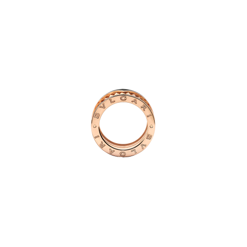 ANELLO B.ZERO1 ROCK A 4 FASCE IN ORO ROSA 18 KT CON PROFILI IN CERAMICA E SPIRALE CON BORCHIE - AN859089 - AN859089