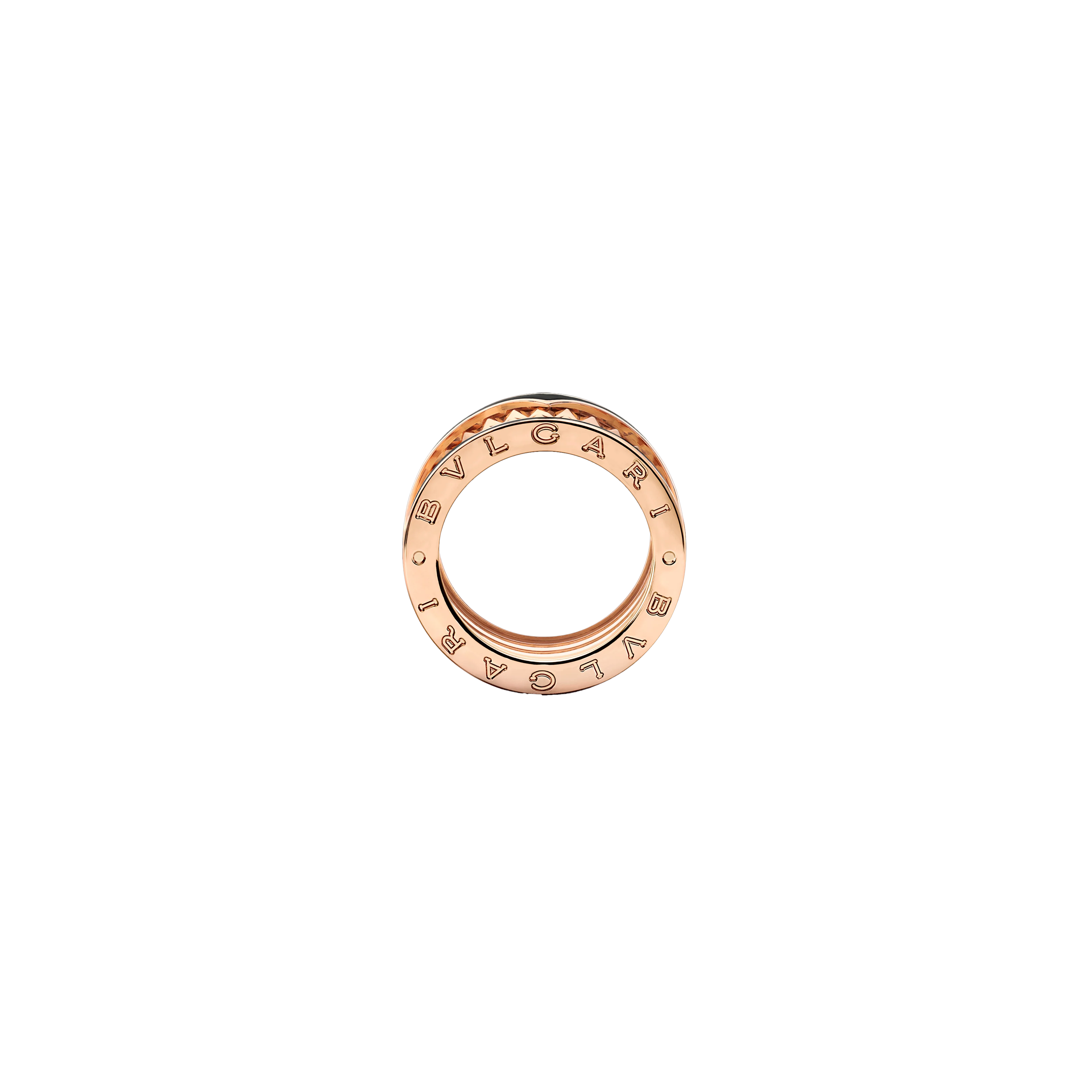 ANELLO B.ZERO1 ROCK A 4 FASCE IN ORO ROSA 18 KT CON PROFILI IN CERAMICA E SPIRALE CON BORCHIE - AN859089 - AN859089