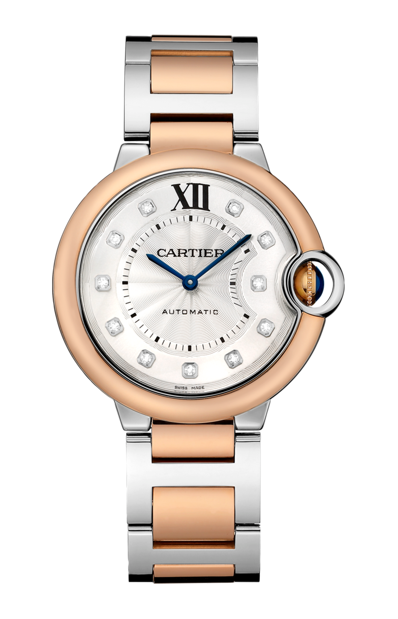 BALLON BLEU DE CARTIER 36 MM, ORO ROSA E ACCIAIO, DIAMANTE - W3BB0013