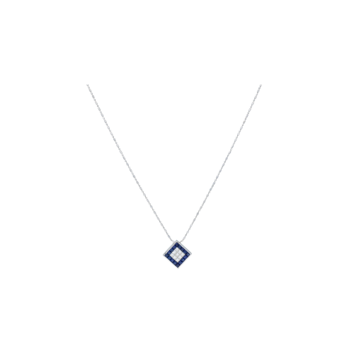 Collana in oro bianco con ciondolo diamanti e zaffiri blu - 57014
