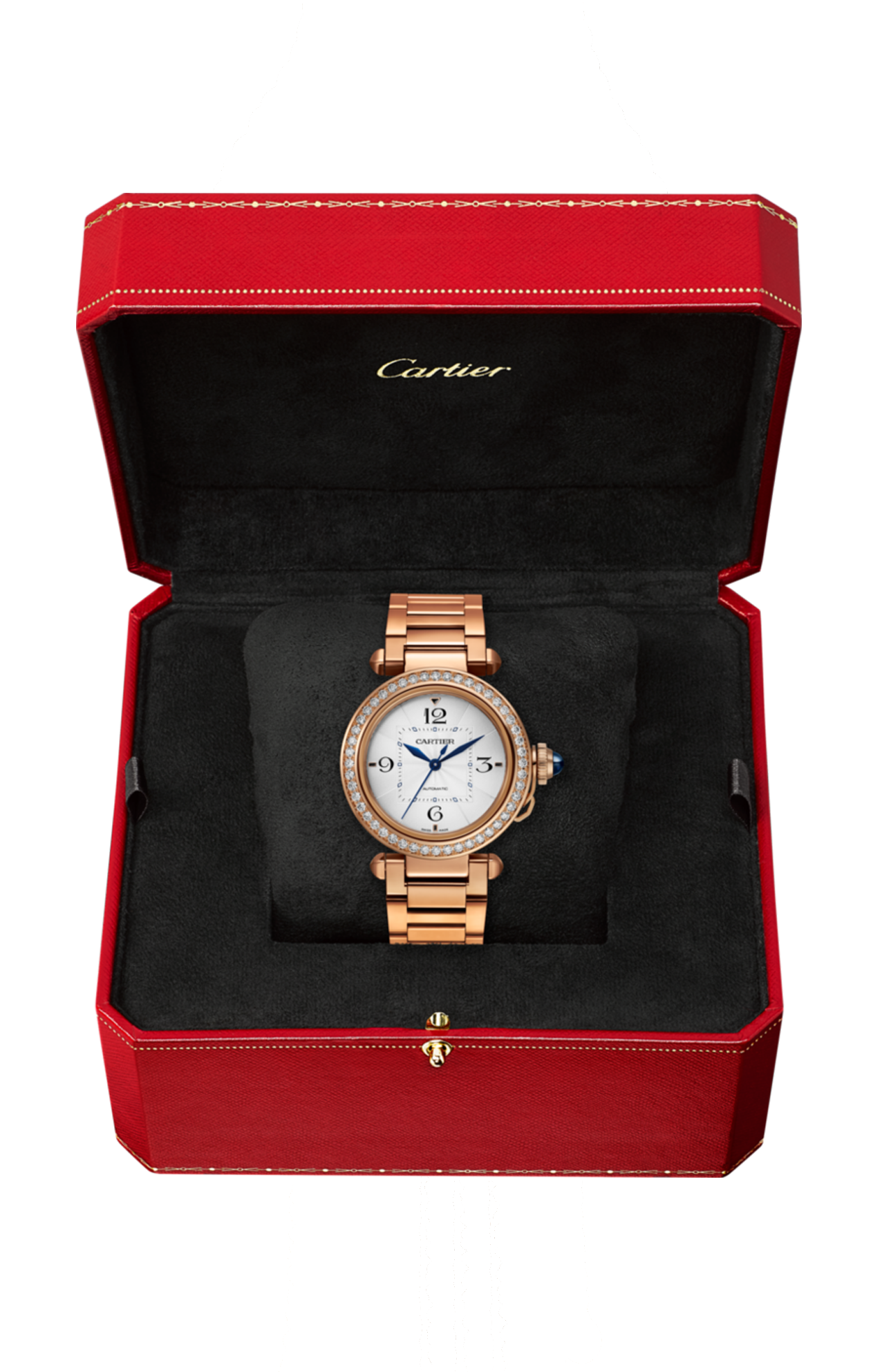 PASHA DE CARTIER 35 MM, AUTOMATICO, ORO ROSA, DIAMANTI, 2 CINTURINI INTERCAMBIABILI - WJPA0013