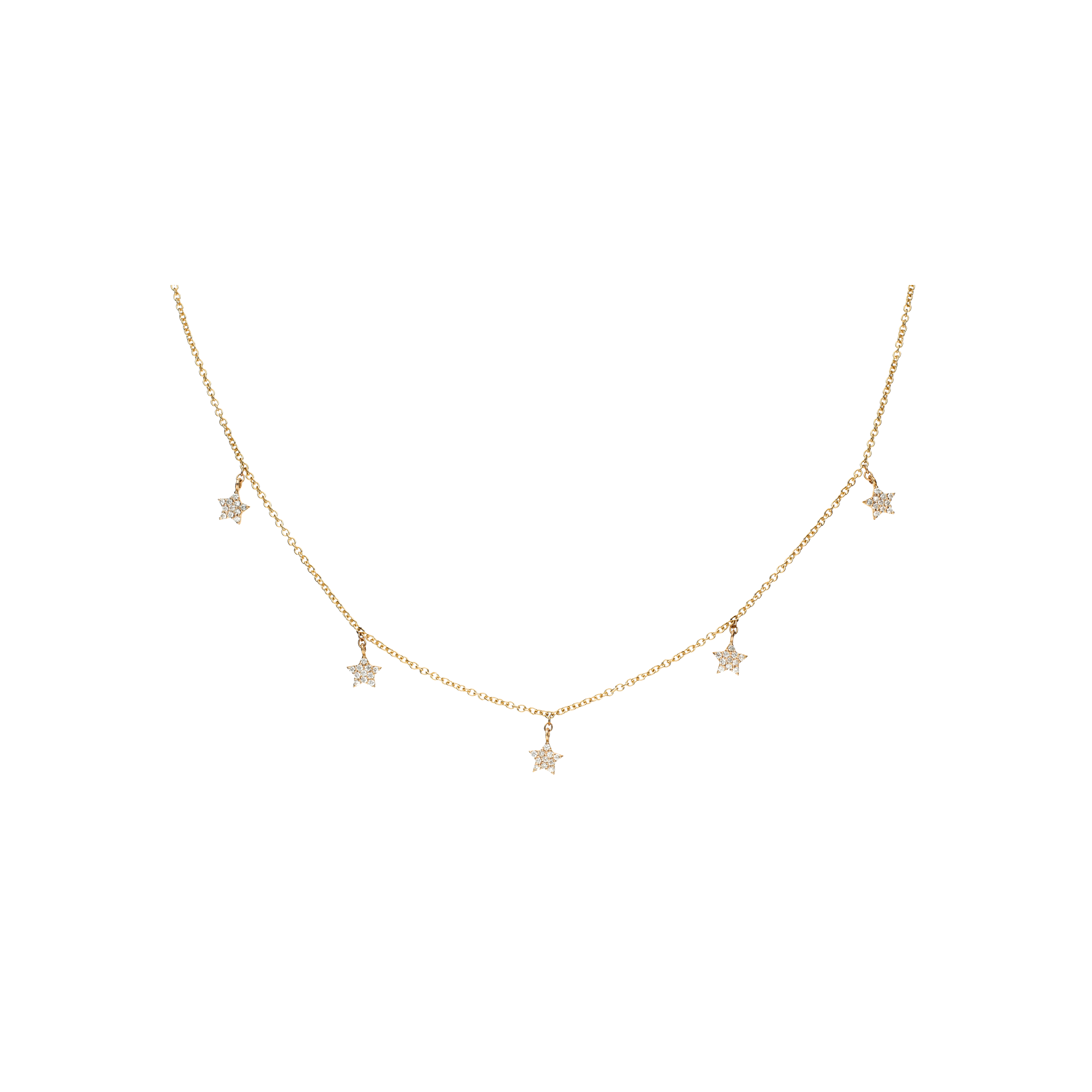 COLLANA GIROCOLLO IN ORO ROSA CON STELLE PENDENTI IN PAVÉ DI DIAMANTI