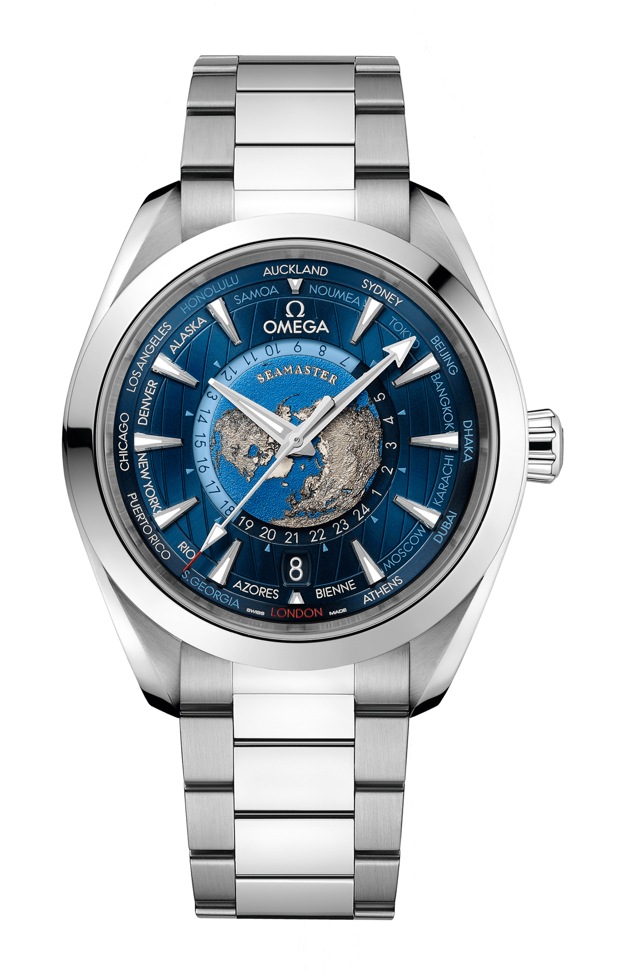 SEAMASTER AQUA TERRA 150M OMEGA CO-AXIAL MASTER CHRONOMETER GMT WORLDTIMER 43 MM - 220.10.43.22.03.001