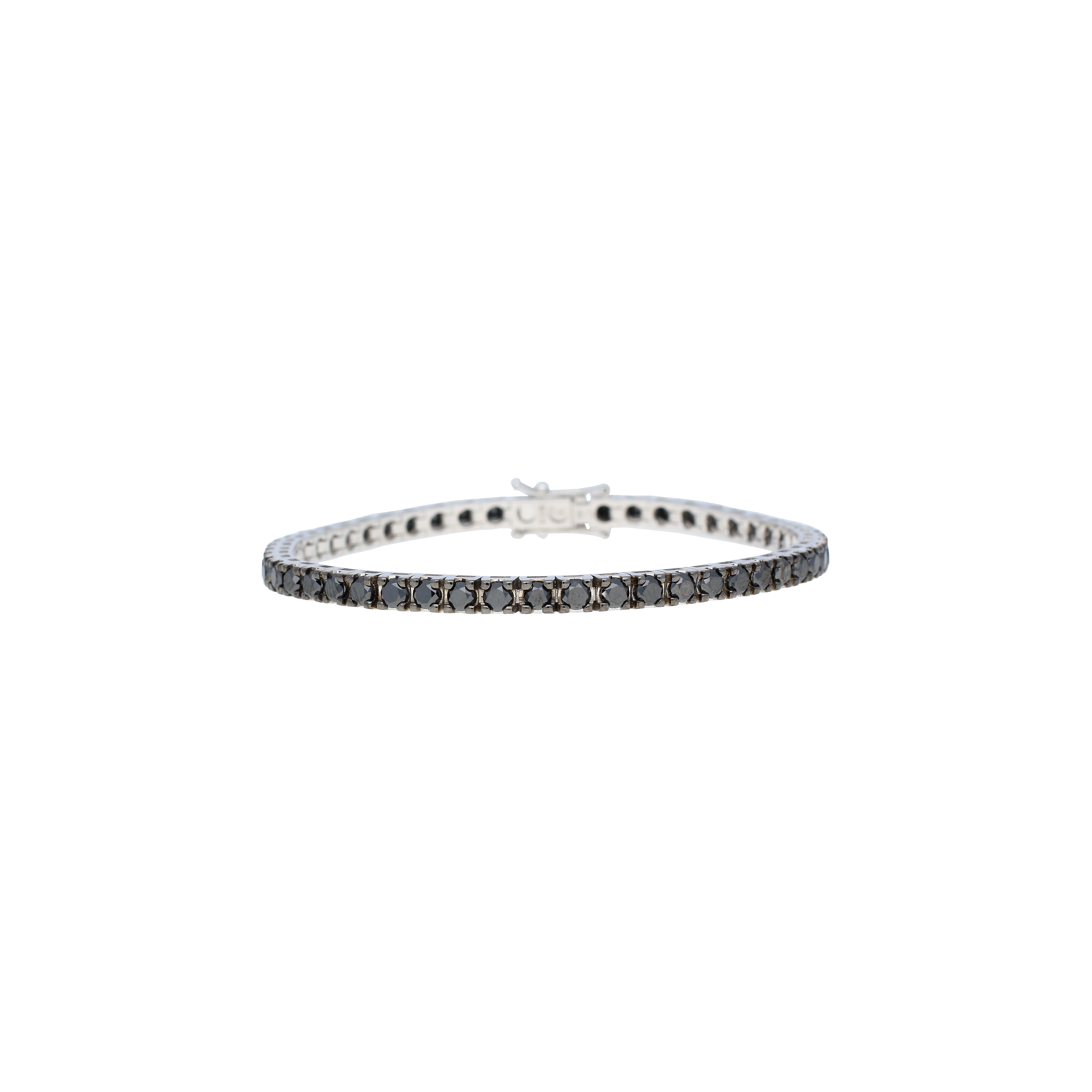 BRACCIALE TENNIS IN ORO BIANCO CON DIAMANTI NERI - 14570517