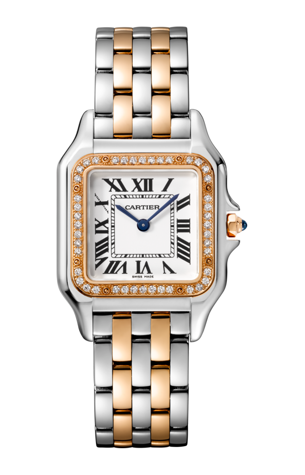 PANTHÈRE DE CARTIER MODELLO MEDIO, ORO ROSA E ACCIAIO, DIAMANTI - W3PN0007