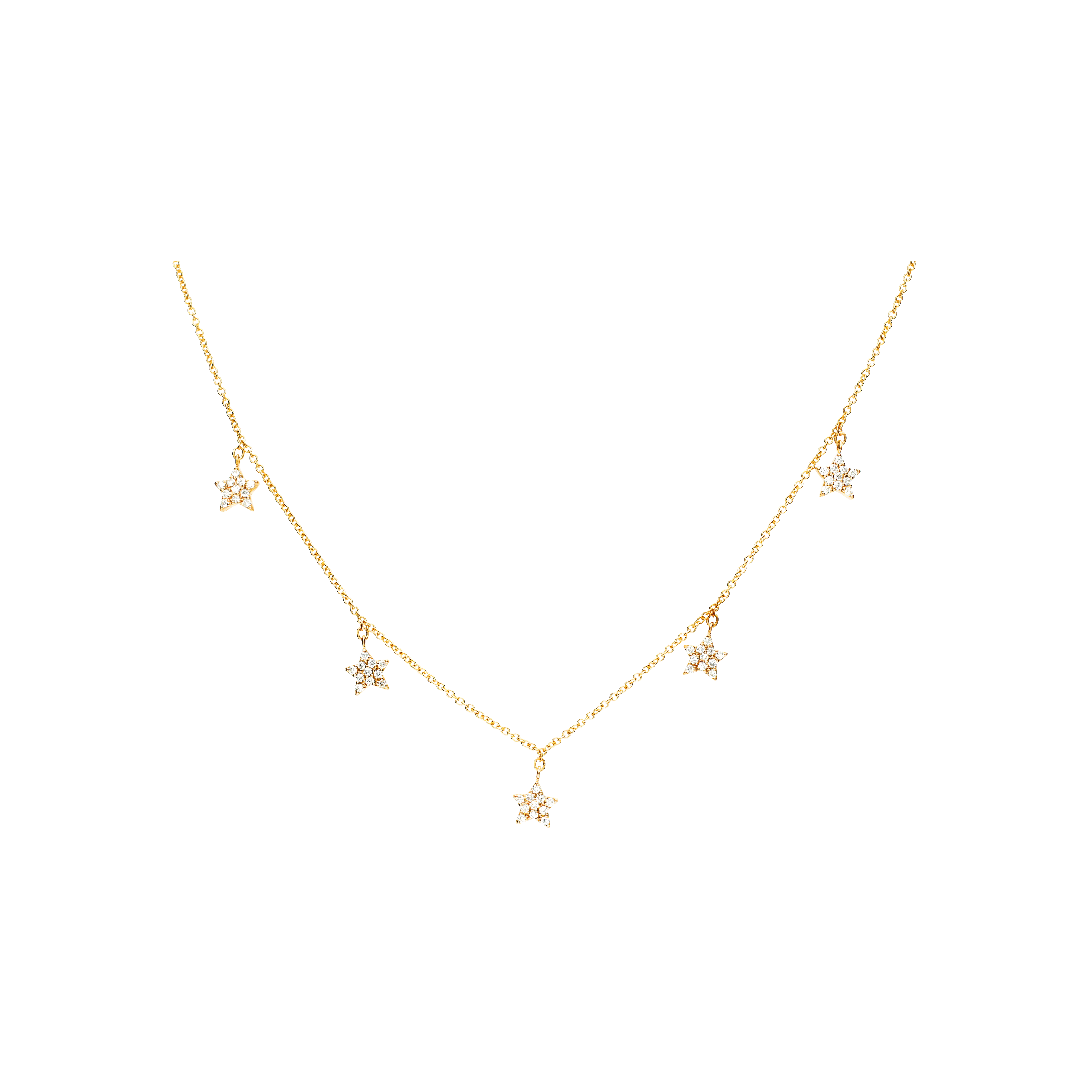 COLLANA  IN ORO ROSA CON STELLE PENDENTI IN PAVÉ DI DIAMANTI - C054/13-OR