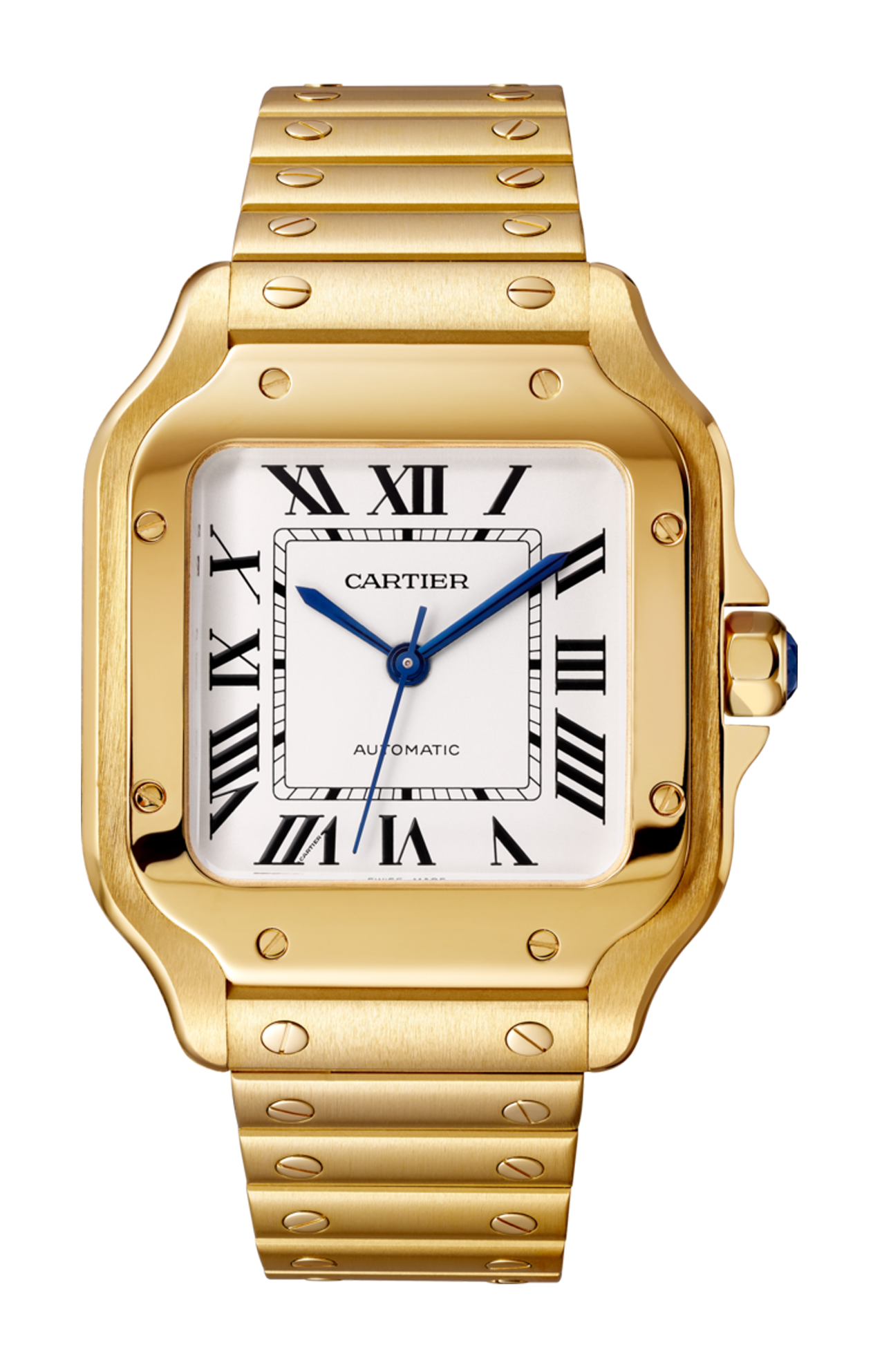 SANTOS DE CARTIER MODELLO MEDIO, AUTOMATICO, ORO GIALLO, 2 BRACCIALI INTERCAMBIABILI - WGSA0030