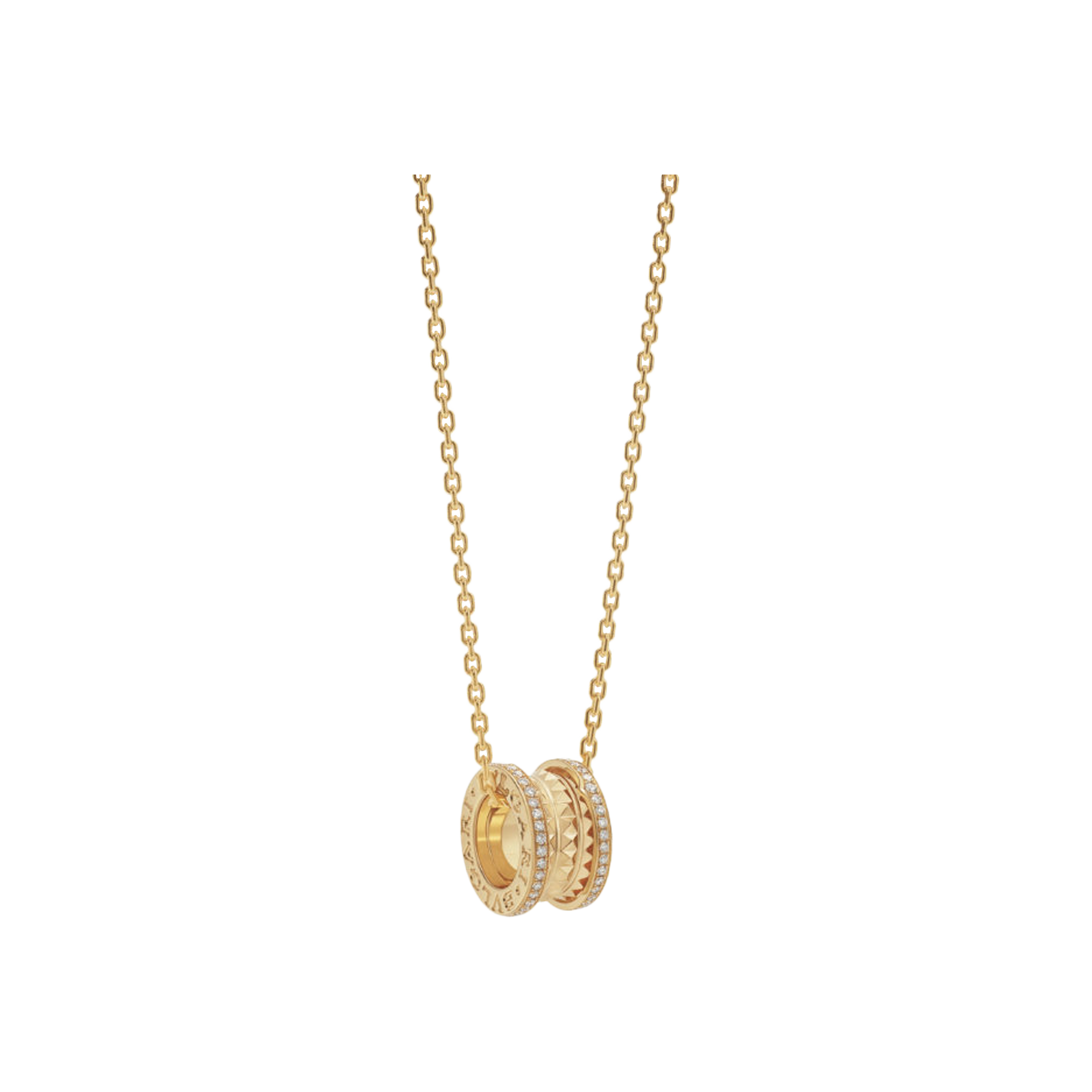 COLLANA B.ZERO1 ROCK IN ORO GIALLO 18 KT CON PAVÉ DI DIAMANTI LUNGO I LATI E SPIRALE CON BORCHIE - CL859027