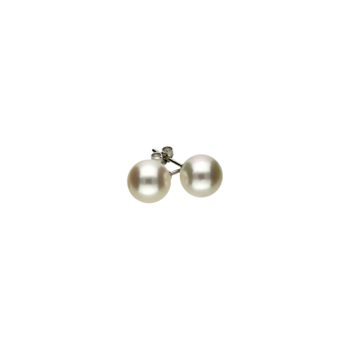Orecchini in oro bianco 18 carati con perle bianche Akoya Ø 9 - 9,5 mm