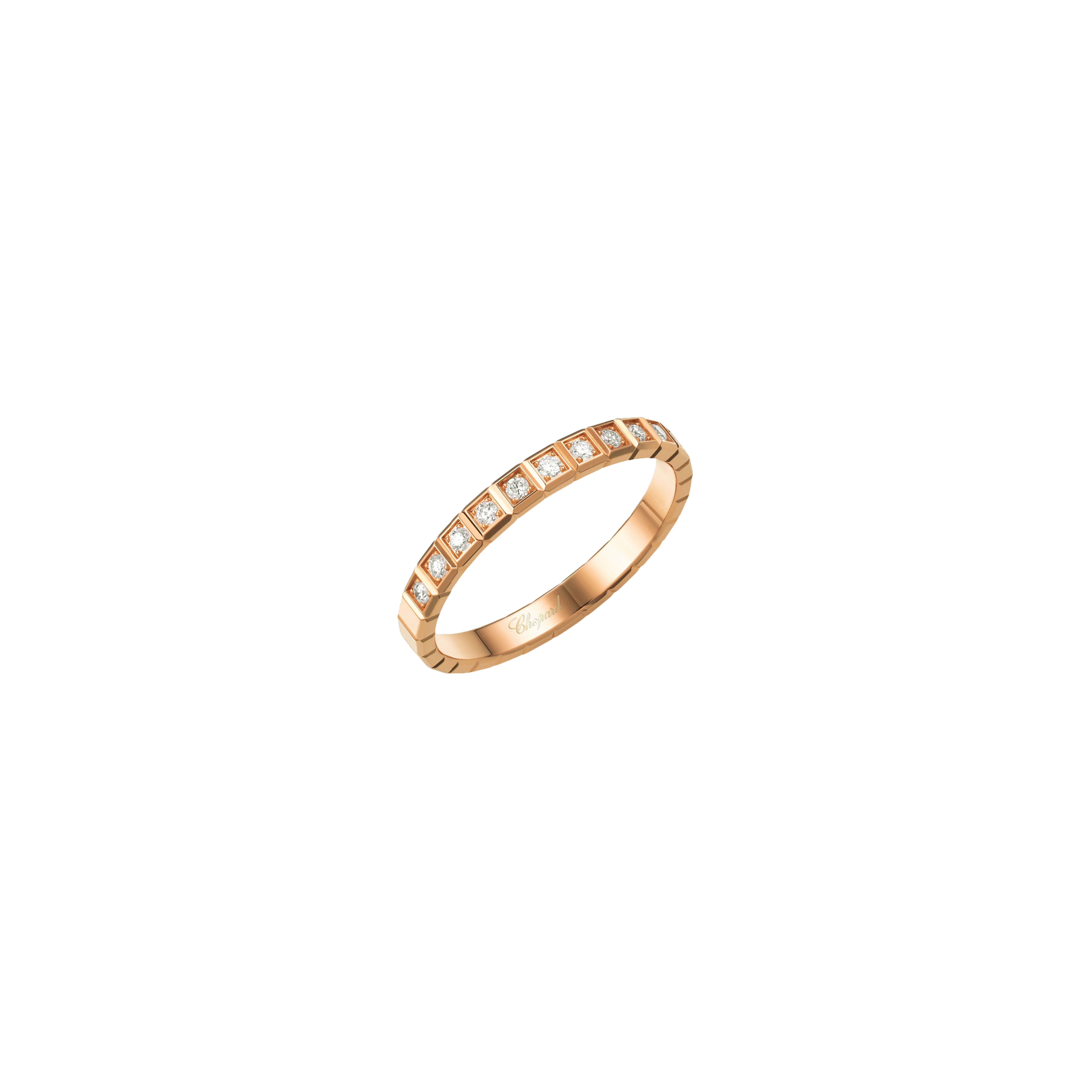 CHOPARD - ICE CUBE PURE - ANELLO IN ORO ROSA CON SEMI-PAVÉ DI DIAMANTI - 827702-5259 - 827702-5257