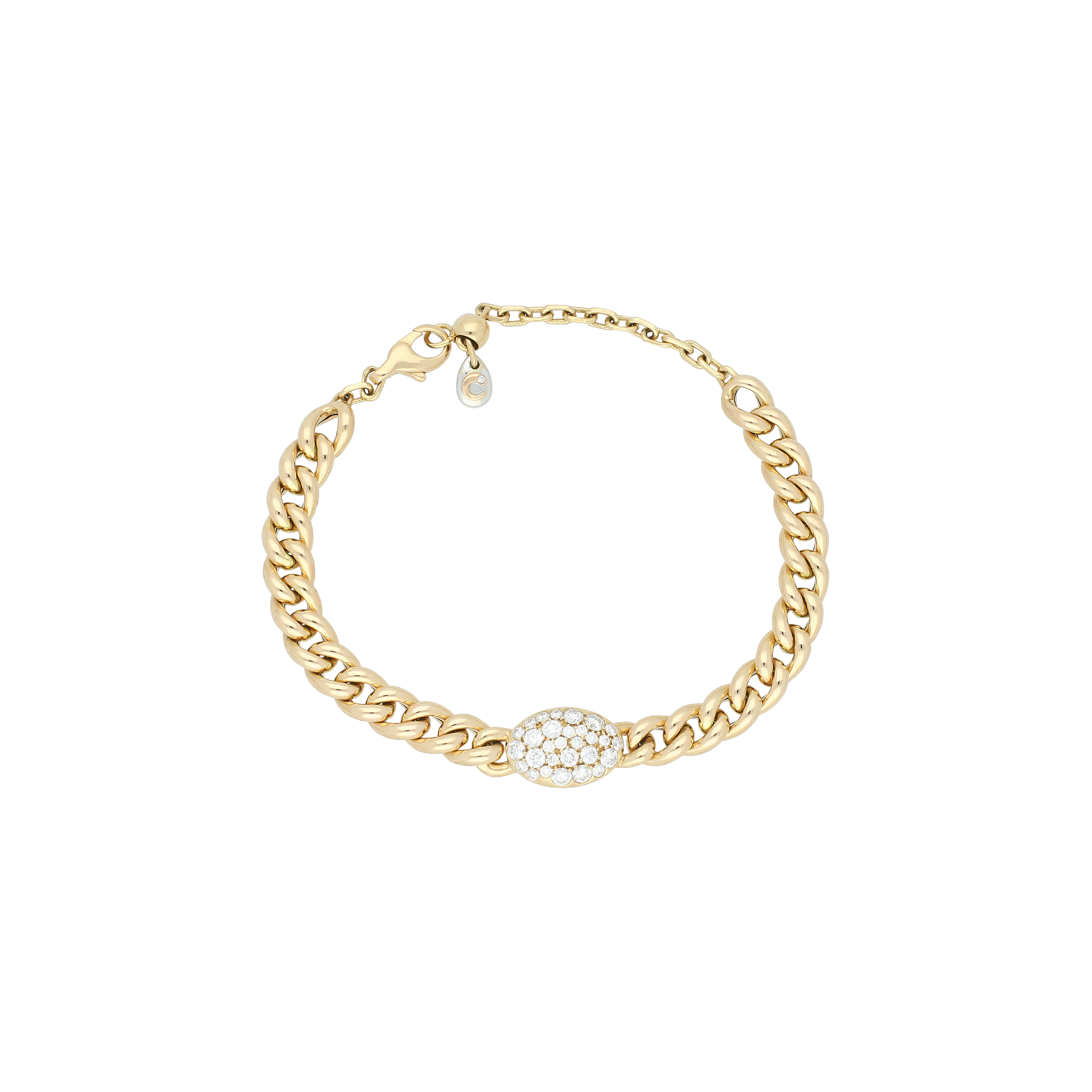 BRACCIALE IN MAGLIA MORBIDA ORO ROSA CON PAVÉ DI DIAMANTI - 73819190