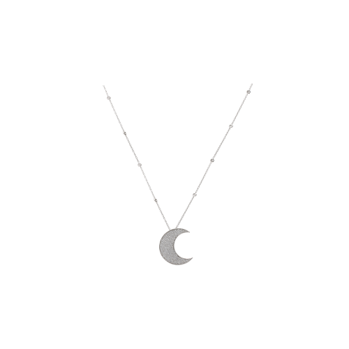 COLLANA IN ORO BIANCO E DIAMANTI CON PENDENTE LUNA IN PAVÉ DI DIAMANTI - MN3773DW1