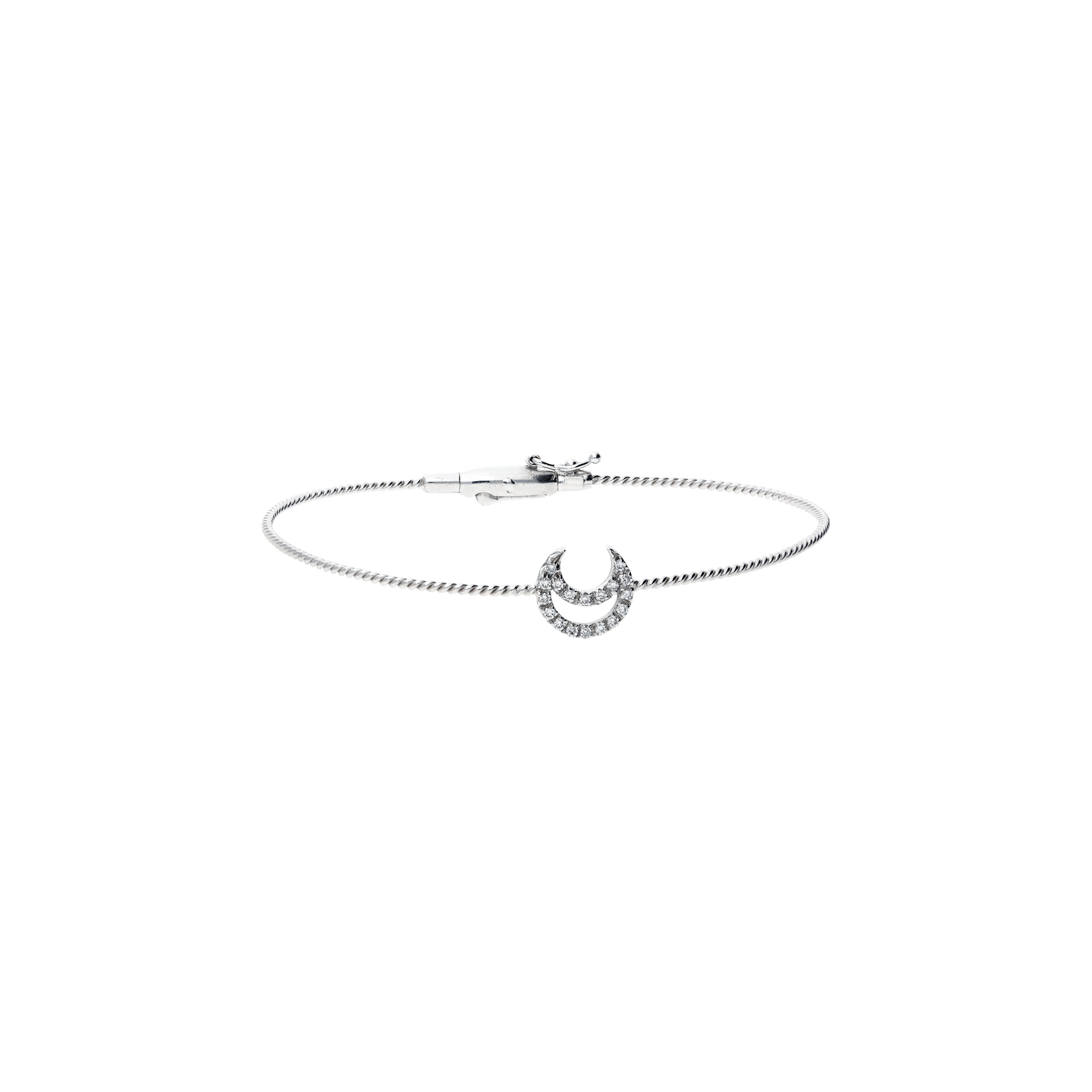 BRACCIALE RIGIDO IN ORO BIANCO CON SILHOUETTE LUNA IN DIAMANTI BIANCHI - ZGBR0053BBDIL