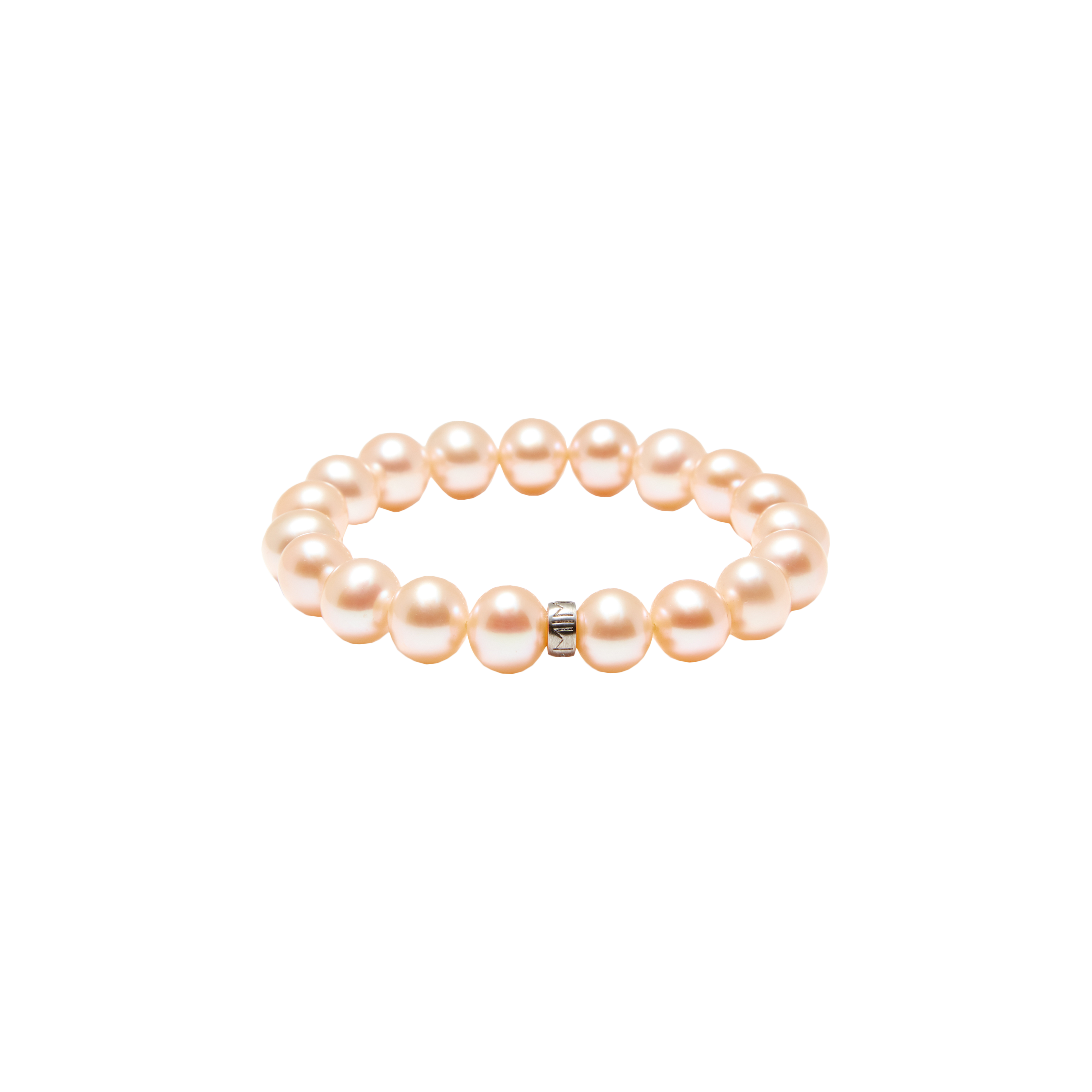 BRACCIALE ELASTICA PERLE ROSA E ARGENTO - B03902AR