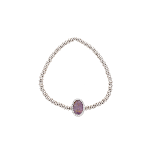 BRACCIALE IN ARGENTO CON RUTILO VIOLA OVALE E CONTORNO DI ZIRCONI - 91016414