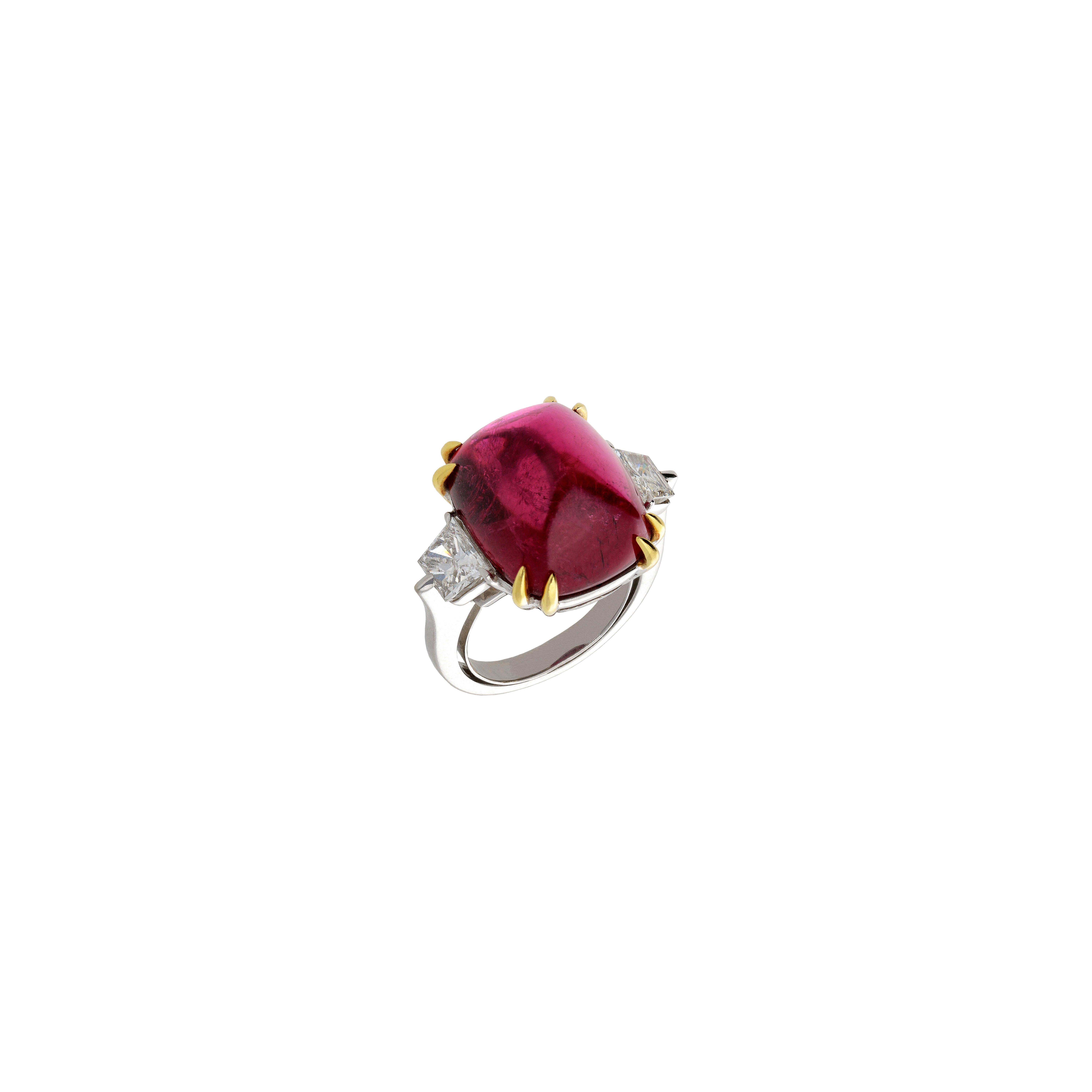 ANELLO IN ORO BIANCO CON RUBELLITE E DIAMANTI - F.141D