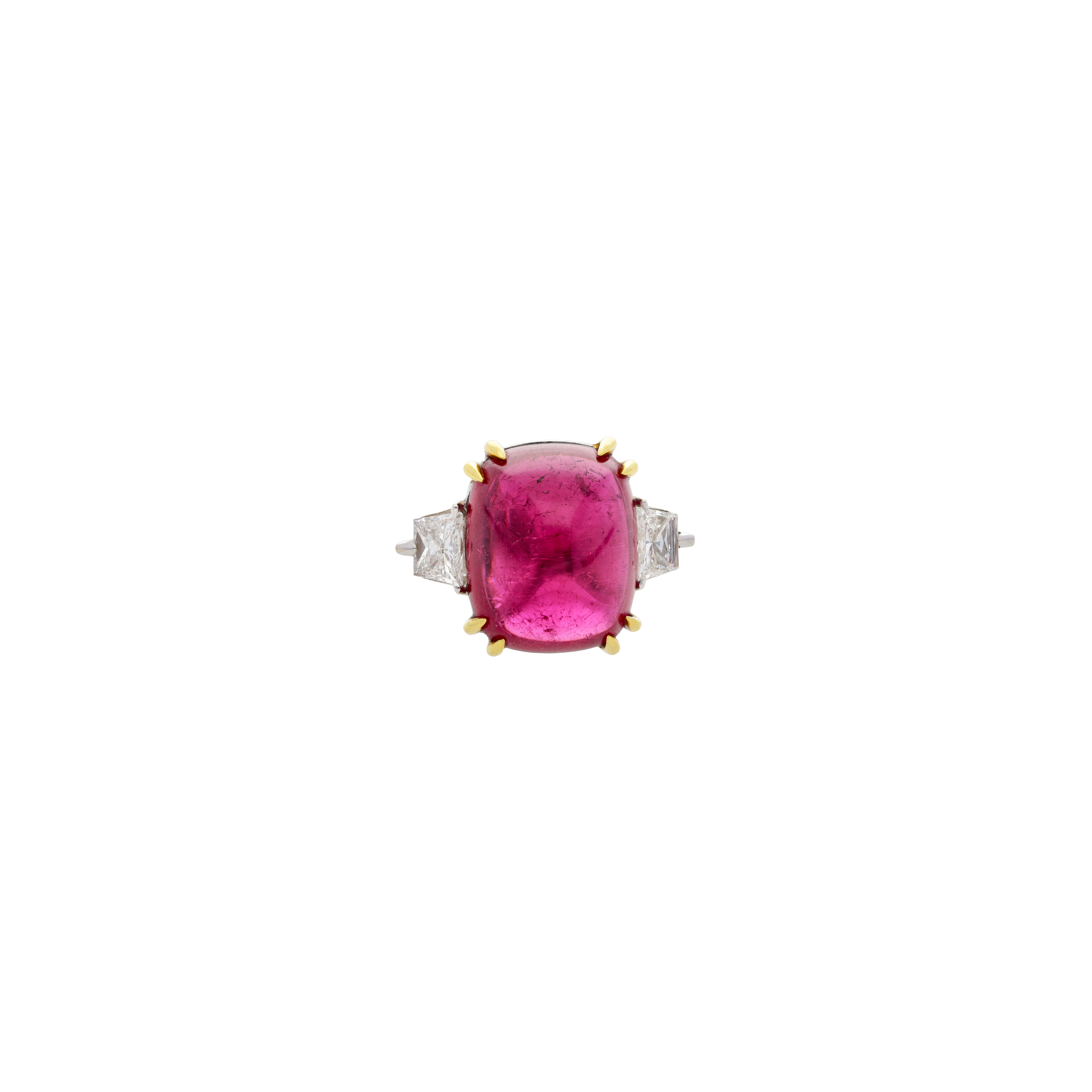 ANELLO IN ORO BIANCO CON RUBELLITE E DIAMANTI - F.141D