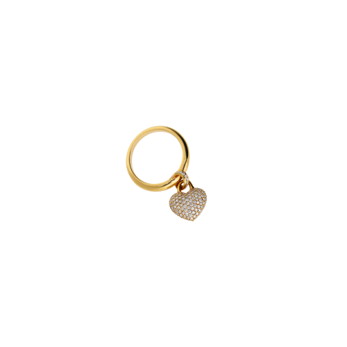 ANELLO IN ORO ROSA CON CIONDOLO CUORE BOMBATO IN PAVÉ DI DIAMANTI - LB-VR21808DP