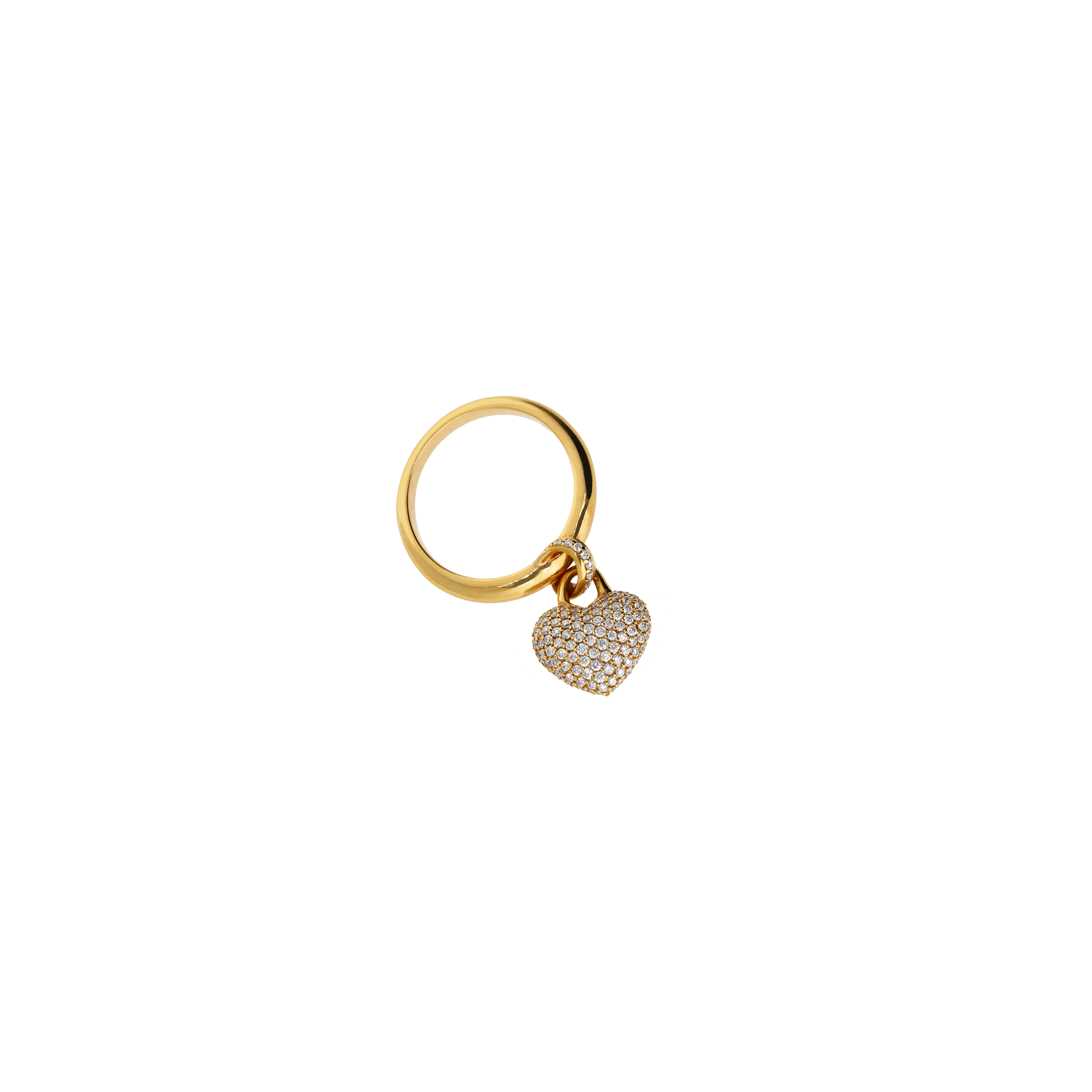 ANELLO IN ORO ROSA CON CIONDOLO CUORE BOMBATO IN PAVÉ DI DIAMANTI - LB-VR21808DP