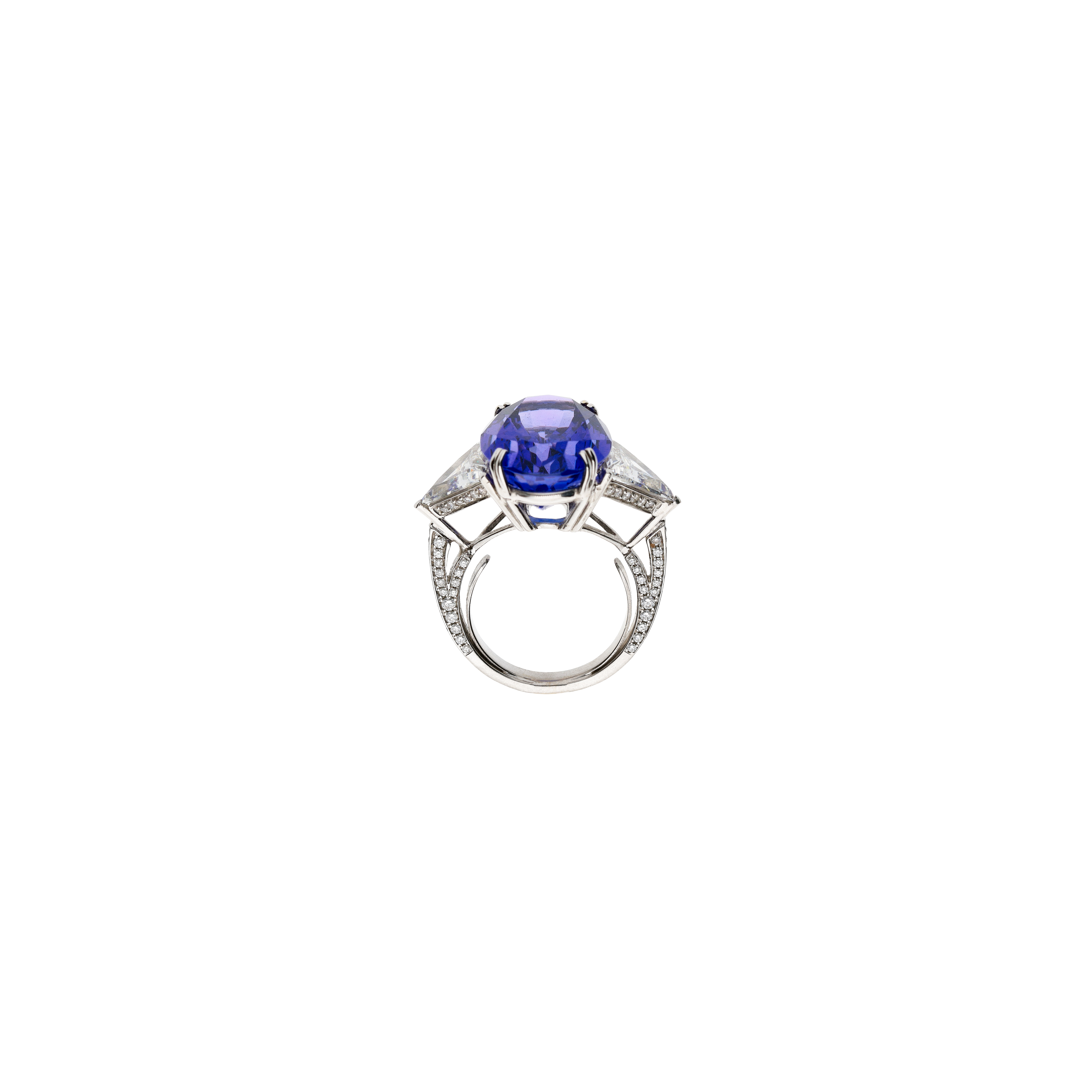 ANELLO IN ORO BIANCO CON DIAMANTI E TANZANITE - F.157