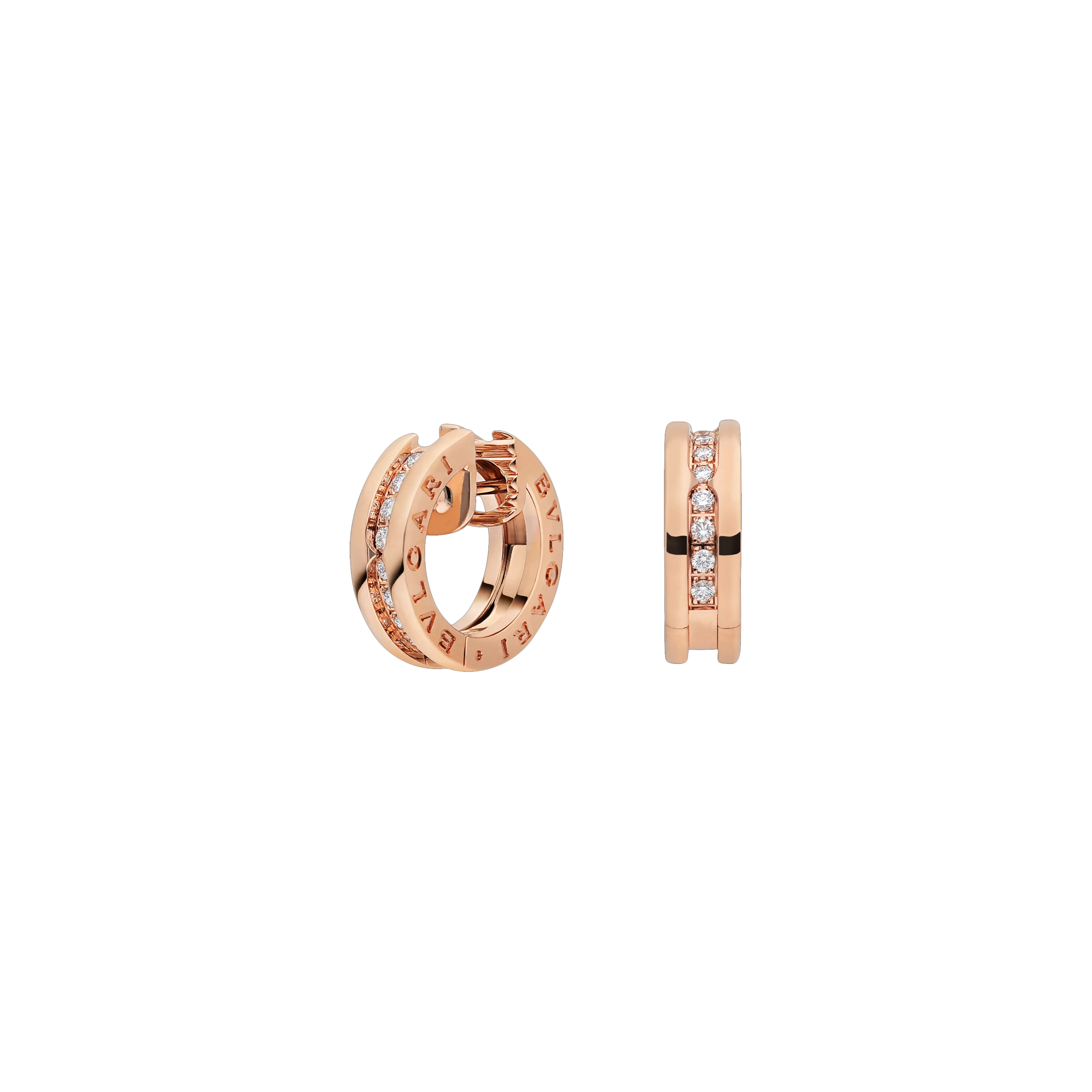 ORECCHINI A CERCHIO PICCOLI B.ZERO1 IN ORO ROSA 18 CARATI CON PAVÉ DI DIAMANTI - OR856307 - OR856307