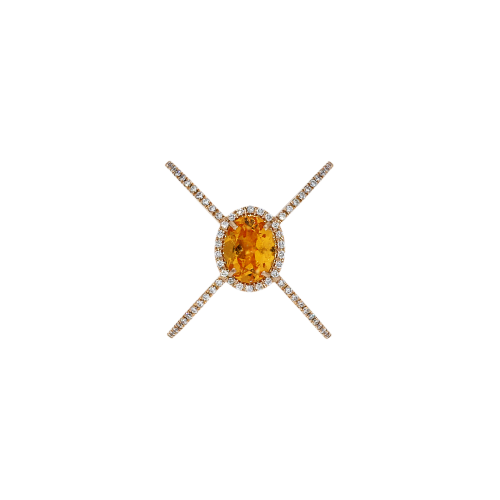 Anello in oro rosa 18 carati,granato mandarino e diamanti bianchi taglio brillante - ANP129/24-GM-