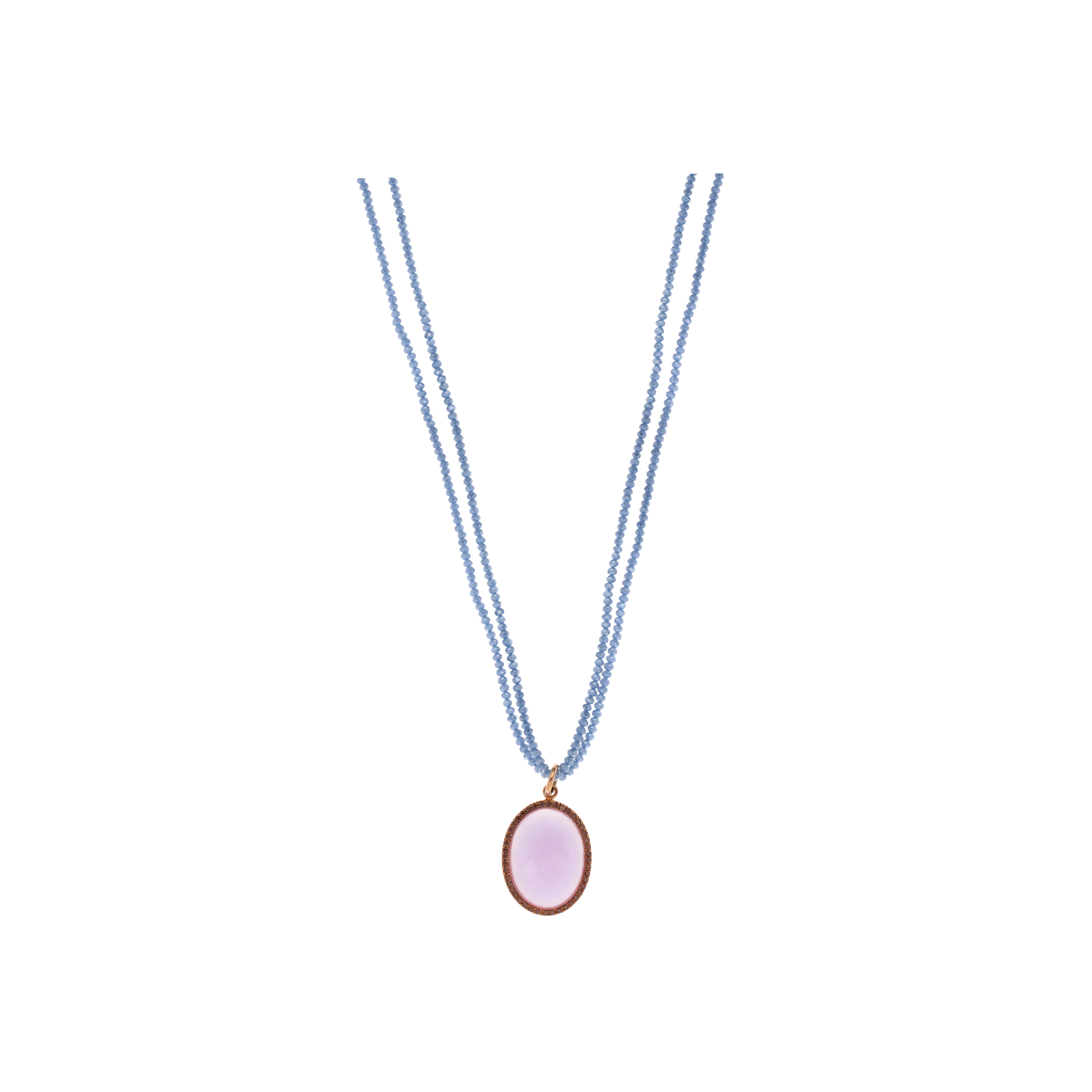 COLLANA IN ARGENTO ROSÉ CON QUARZO LAVANDA, QUARZO ROSA E ZIRCONI BROWN - GR2600AG-A