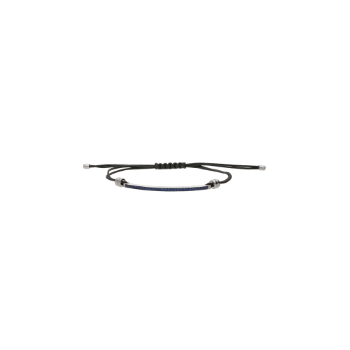 BRACCIALE CON BARRETTA IN ORO BIANCO E ZAFFIRI CON CORDINO NERO - VB24234SBW