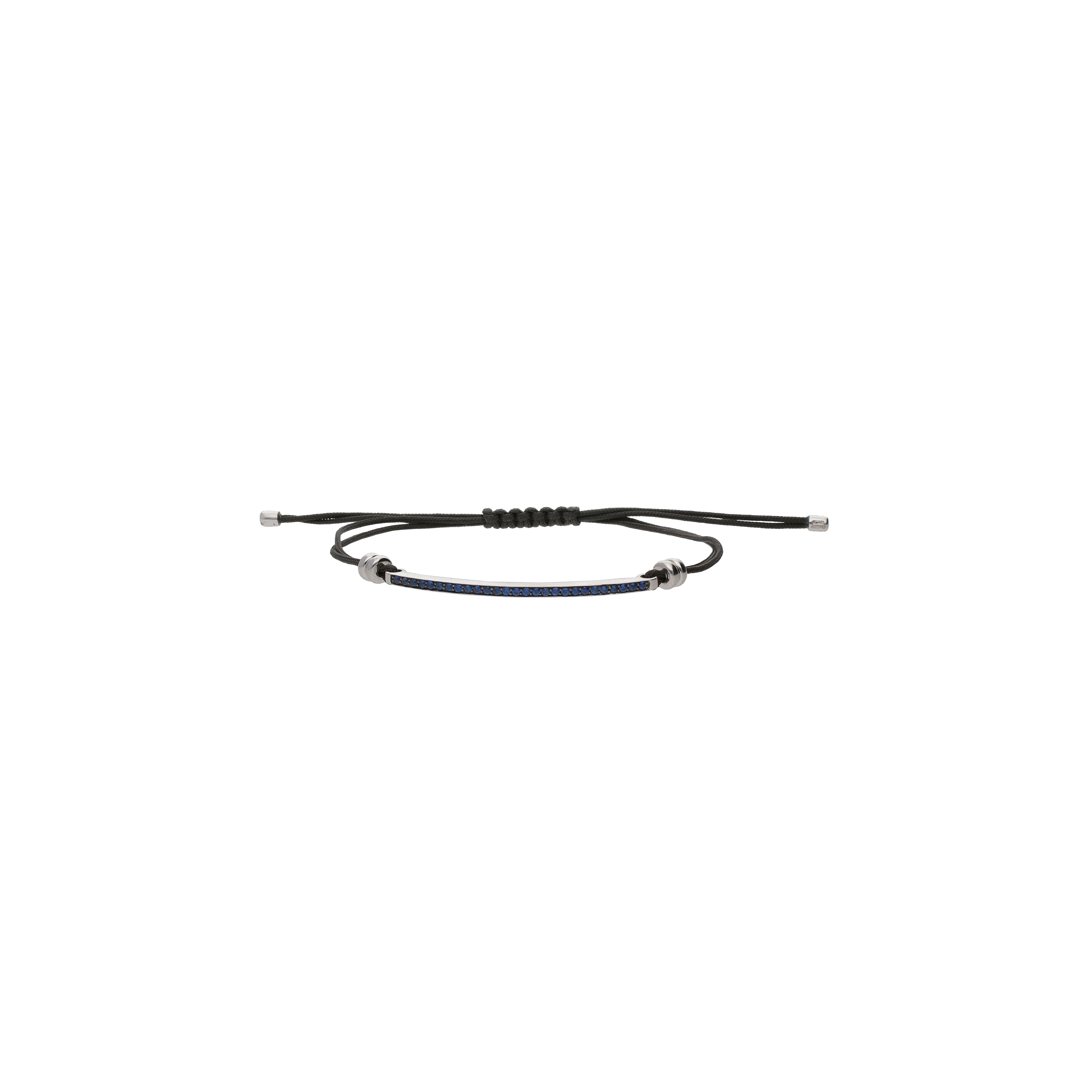 BRACCIALE CON BARRETTA IN ORO BIANCO E ZAFFIRI CON CORDINO NERO - VB24234SBW