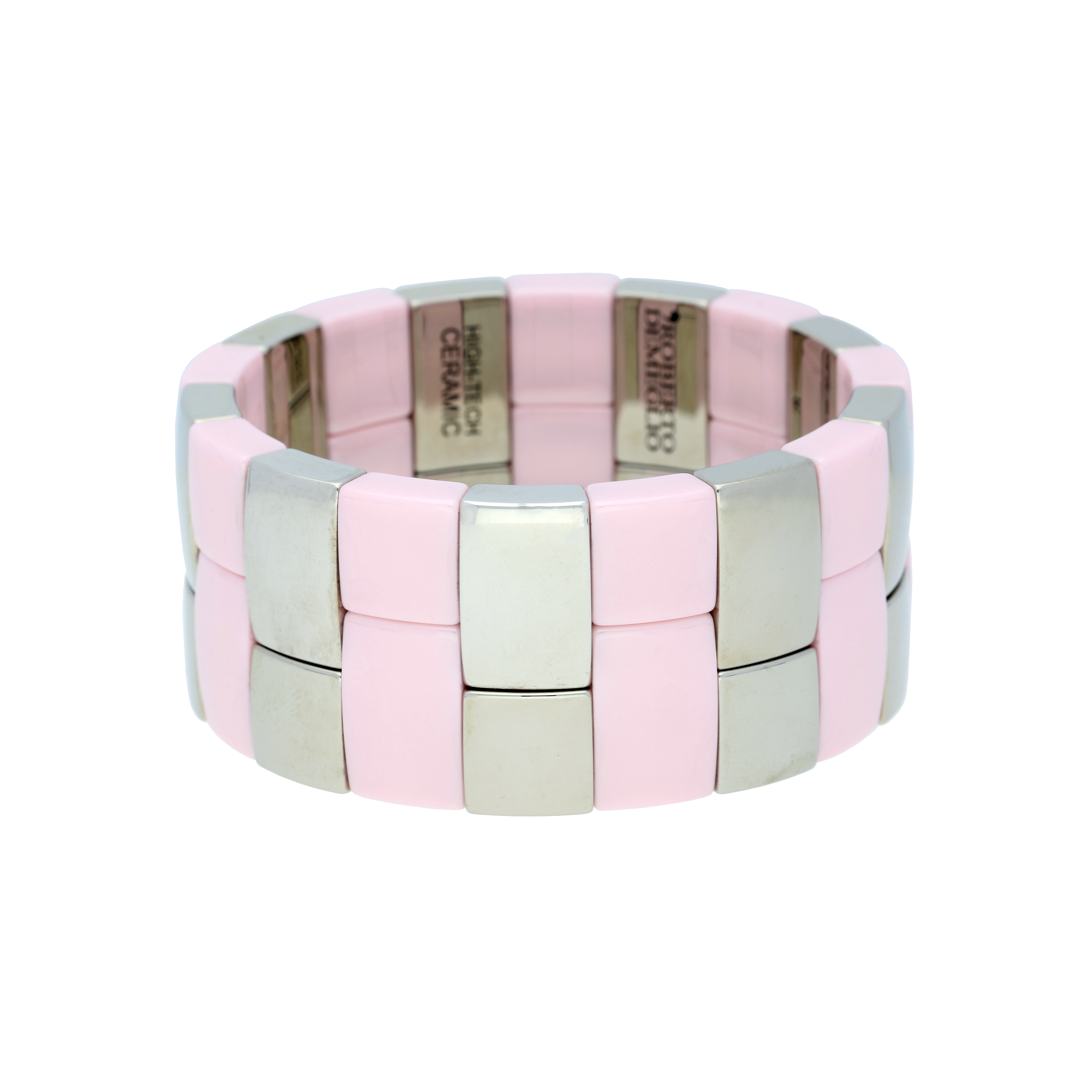 BRACCIALE ELASTICO AURA IN CERAMICA DORATA BIANCA E ROSA - AU962B1P